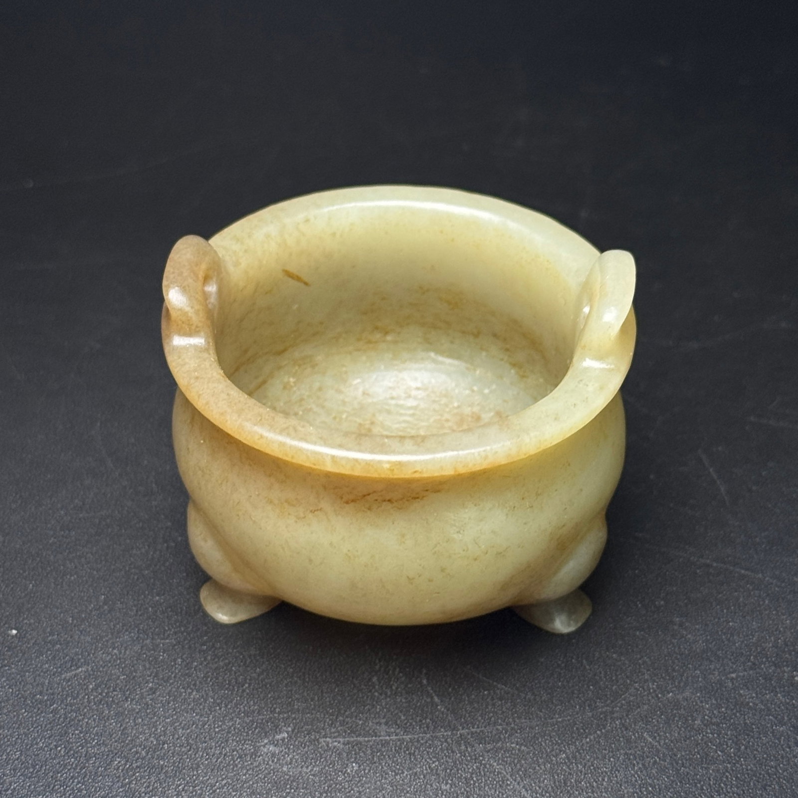 An Exquisite White Jade Double-Ears and Tripod Censer: An Exquisite White Jade Double-Ears and Tripod Censer,Qing Dynasty,China,Size:2.2inx2.2inx1.8in,Weight:96g