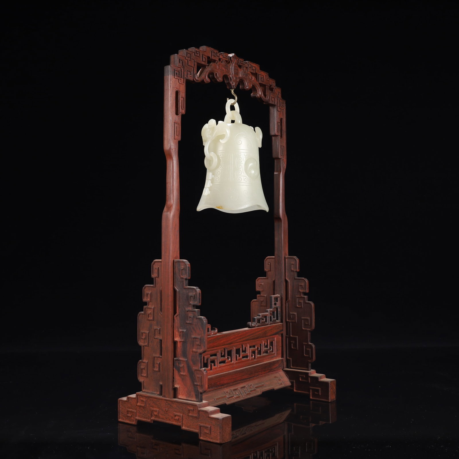 An Exquisite White Jade Trigram Pattern Chime - 5