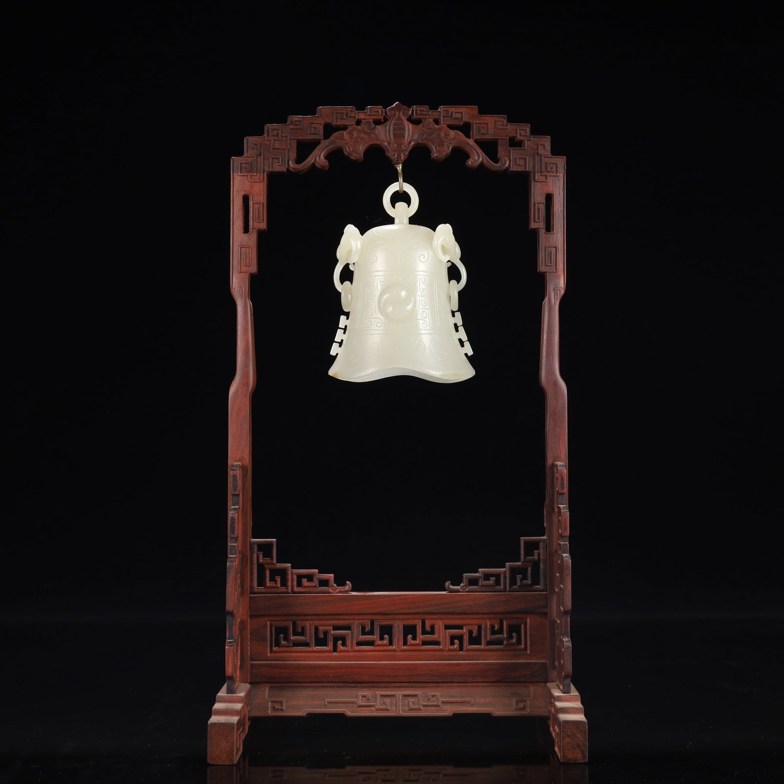 An Exquisite White Jade Trigram Pattern Chime - 6
