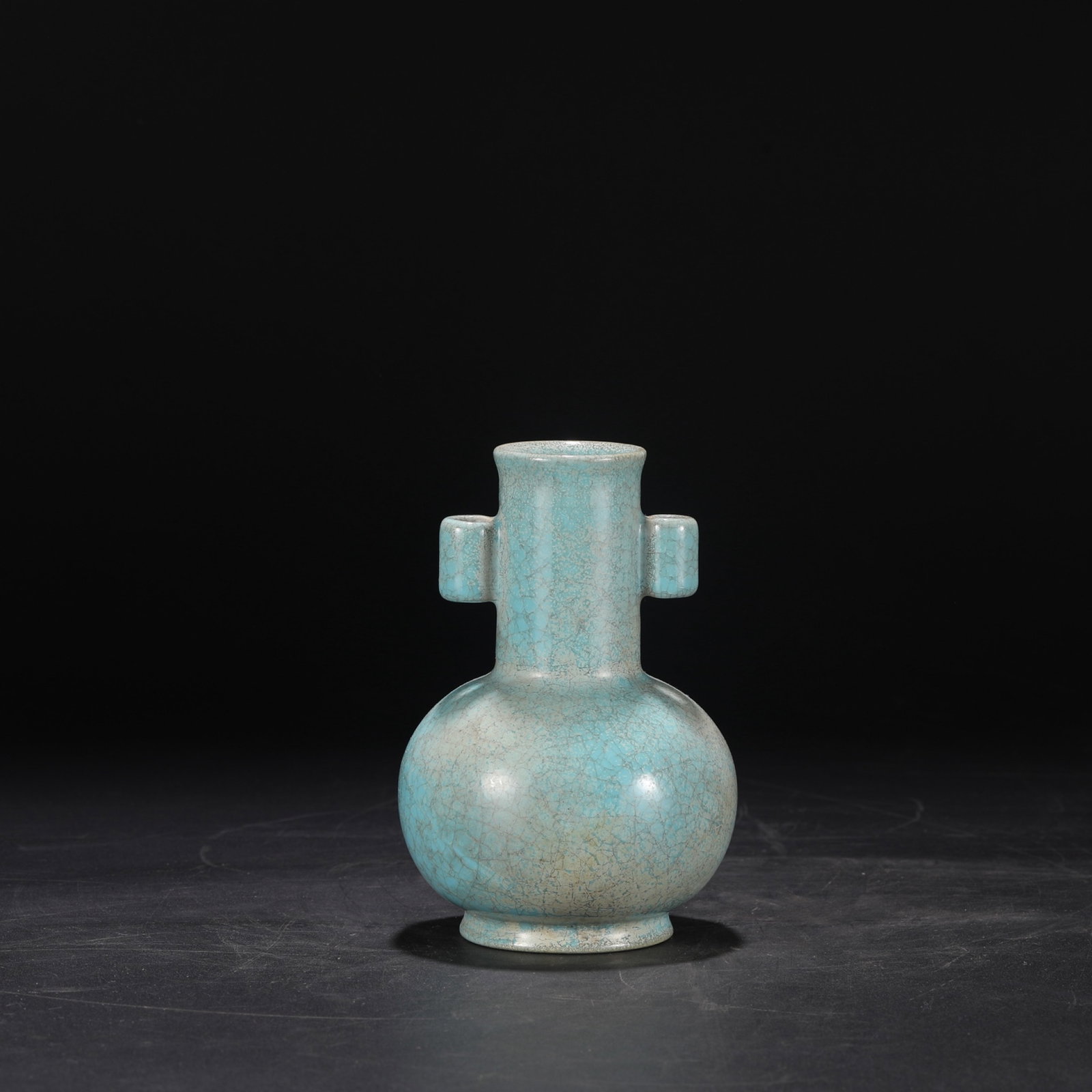 An Exquisite Ru yao Sky Blue Glazed Double-Ears Vase: An Exquisite Ru yao Sky Blue Glazed Double-Ears Vase,Song Dynasty,China,Size:6.9inx4.7in 汝窑天蓝釉双耳瓶,中国宋代