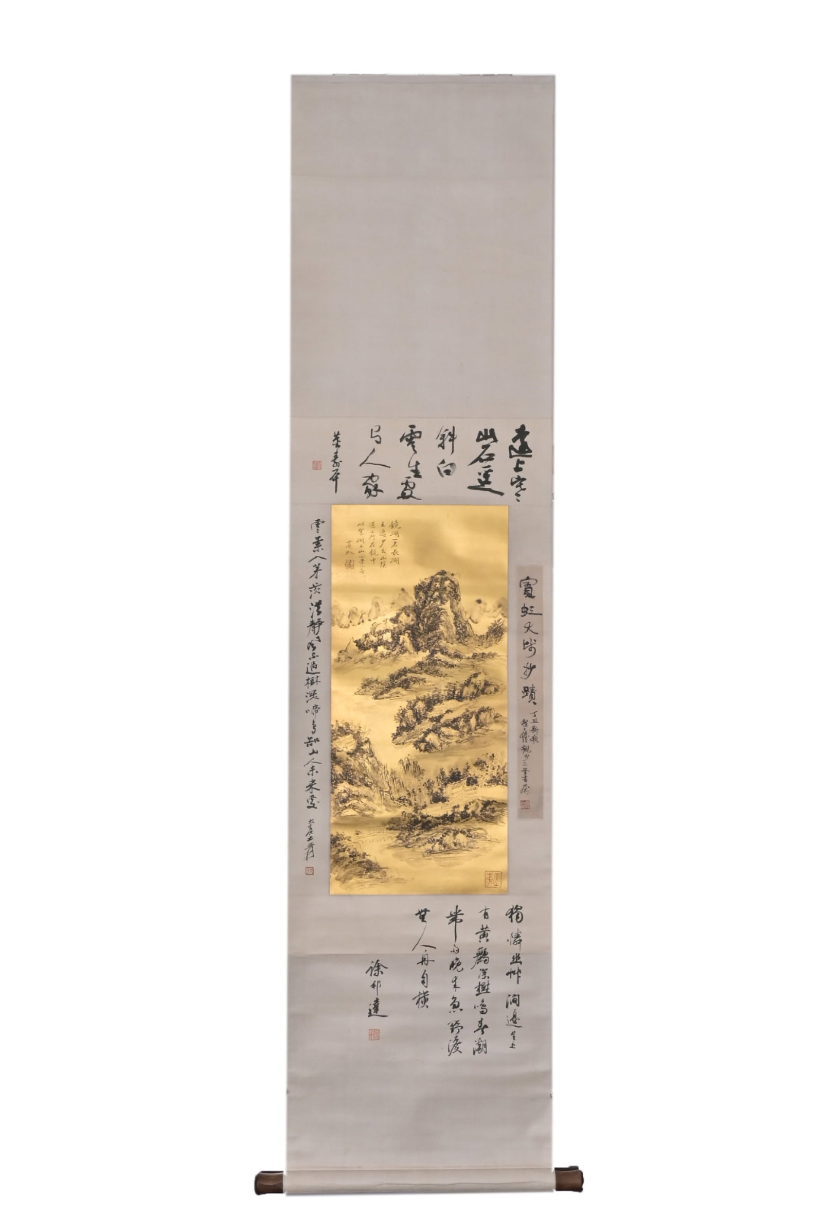 A Chinese Vertical Scroll Ink Painting of Landscape on Paper: A Chinese Vertical Scroll Ink Painting of Landscape on Paper,Huang Binhong,Size:25.2inx11.4in 一幅中国水墨山水画立轴,黄宾&