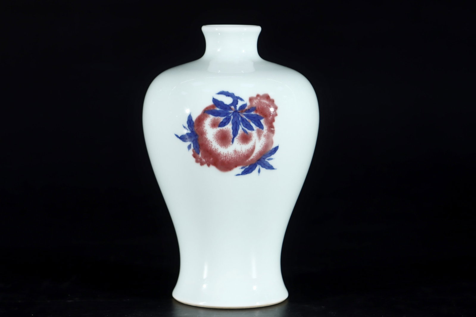 An Exquisite Blue and White Underglaze-Red Flower and Fruit Pattern Vase: An Exquisite Blue and White Underglaze-Red Flower and Fruit Pattern Vase,Qing Dynasty,China,Yongzheng Six-character Mark,Size:7.1inx4.3in 青花釉里红花果ಬ