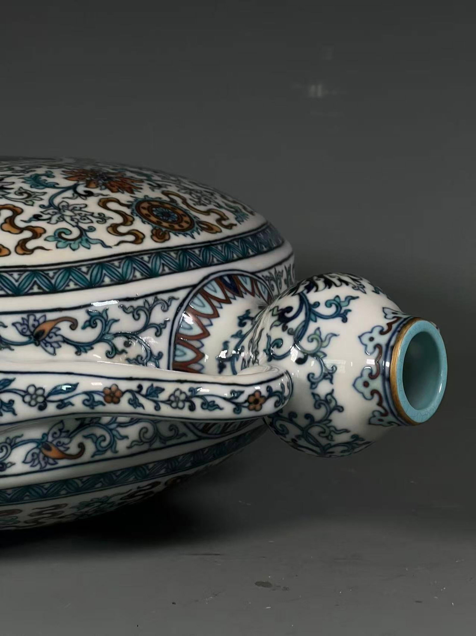 A Huge Doucai Lotus Pattern Double-Ears Vase - 8