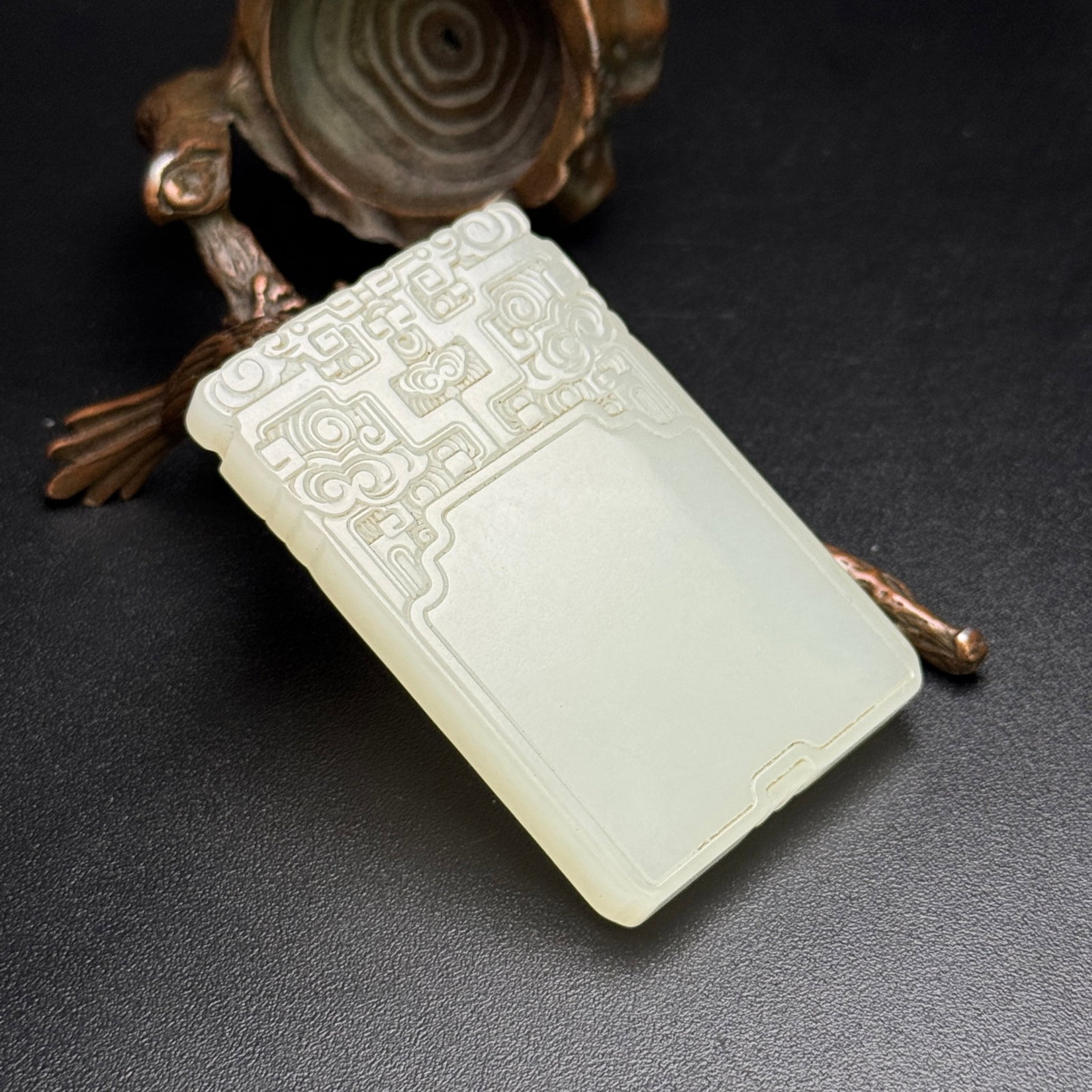 An Exquisite White Jade Auspicious Cloud Pattern Pendant - 3