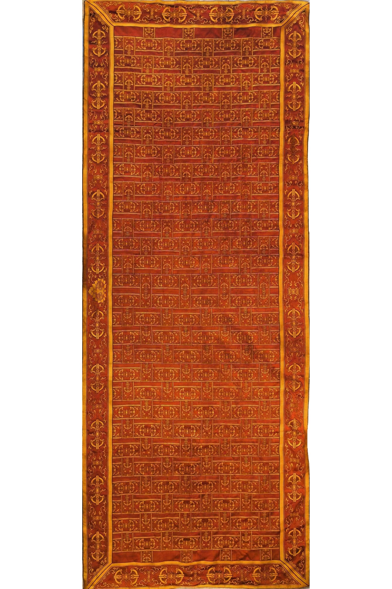 A Rare Brocade Red Ground Vajra Pattern Robes (1 of 8)