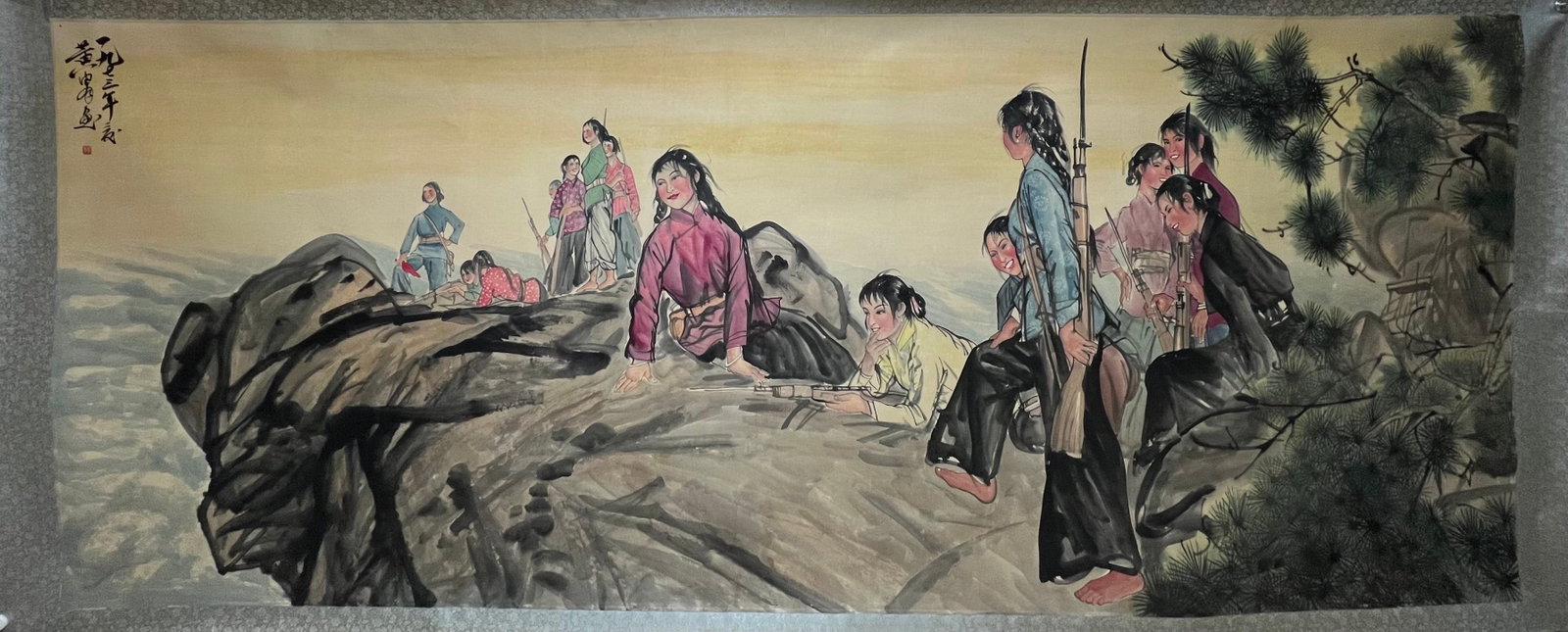 A Chinese Ink Painting of Character and Story on Paper: A Chinese Ink Painting of Character and Story on Paper,Huang Zhou,Size:57.1inx141.7in 一幅中国水墨人物故事画,黄胄