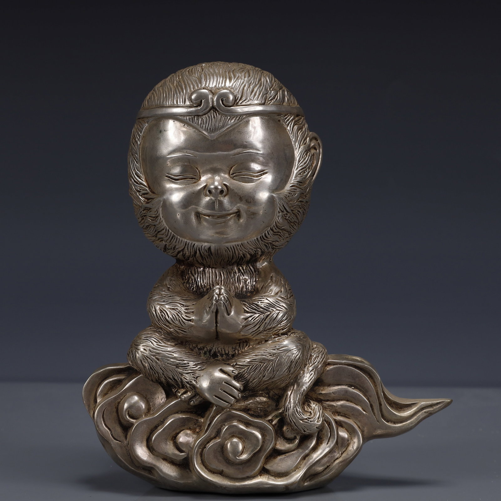 An Exquisite Silver-Plated Bronze Figure Ornament: An Exquisite Silver-Plated Bronze Figure Ornament,The Republic of China,Size:5.9inx2.8inx6.7in,Weight:1450g 铜镀银人物摆件,中国民国