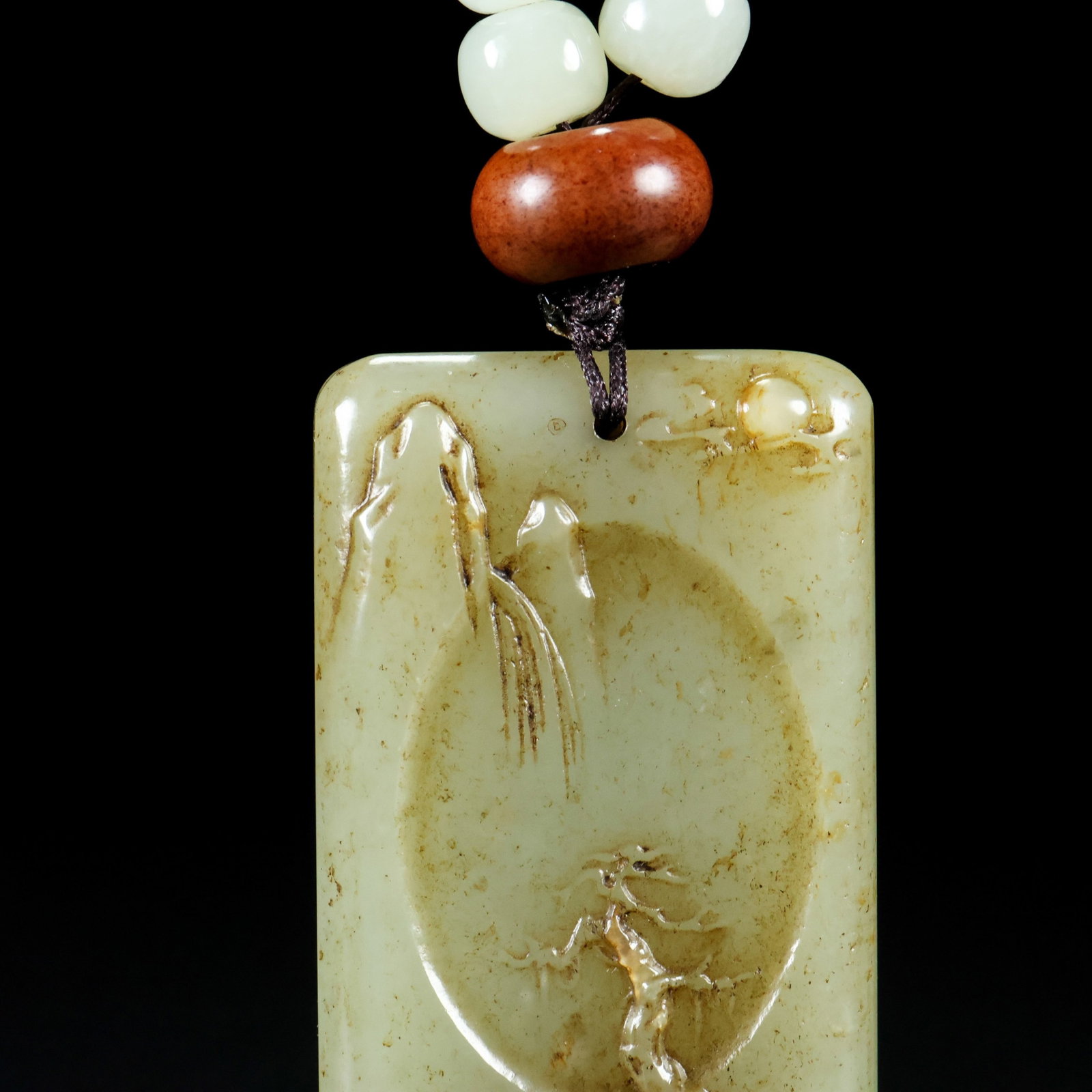 An Exquisite White Jade Landscape Pattern Pendant - 8