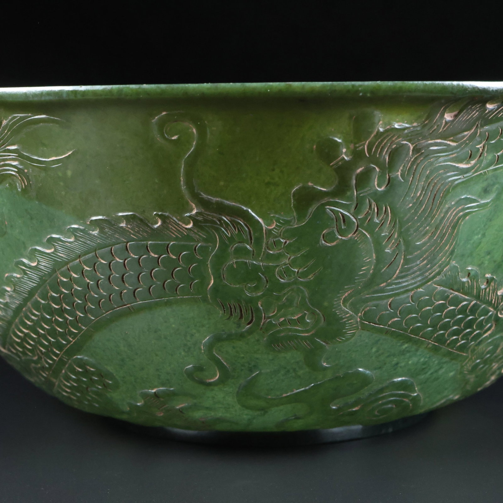 An Exquisite Jasper Auspicious Cloud and Dragon Pattern Bowl - 7