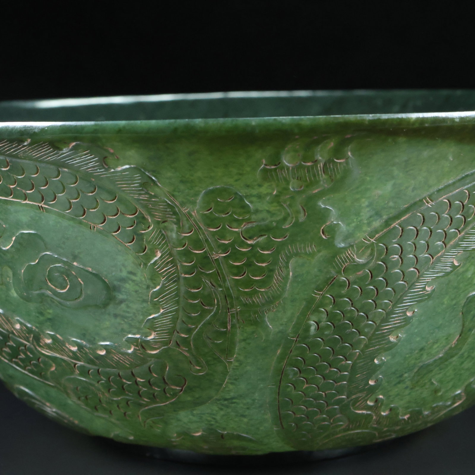 An Exquisite Jasper Auspicious Cloud and Dragon Pattern Bowl - 8