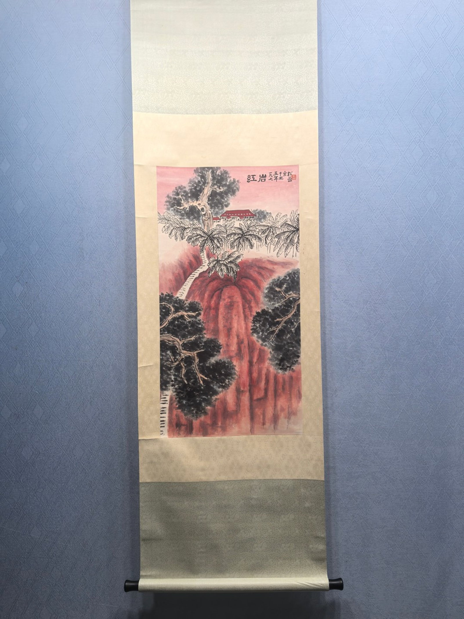 A Chinese Vertical Scroll Ink Painting of Landscape on Paper (1 of 8)