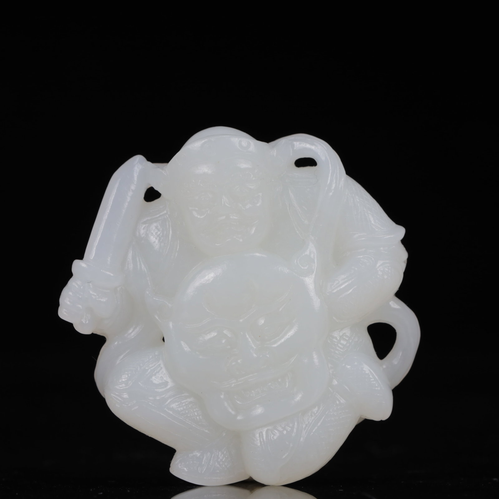 An Exquisite White Jade Figure Pendant: An Exquisite White Jade Figure Pendant,Qing Dynasty, China,Size:2inx0.4inx2in,Weight:46g 白玉人物挂件,中国清代