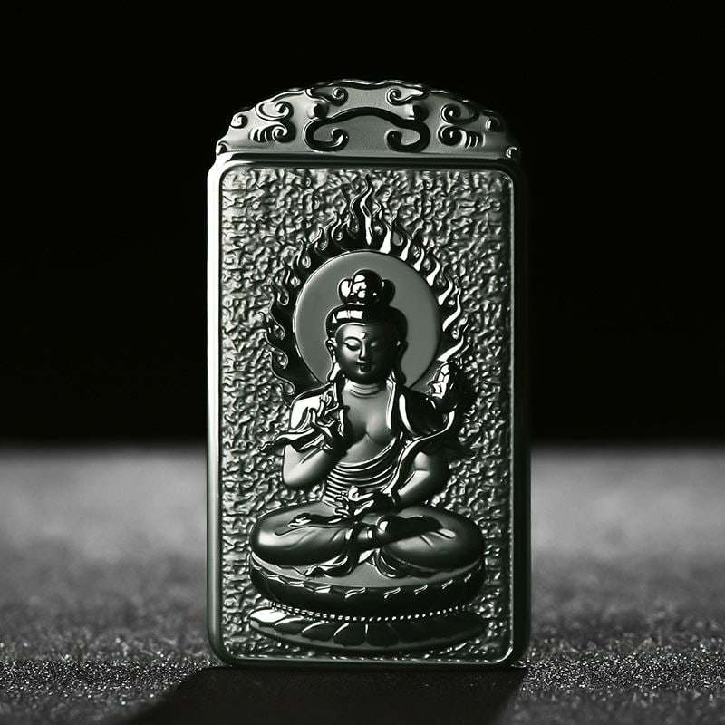 An Exquisite Cyan jade Statue of Bodhisattva Pendant: An Exquisite Cyan jade Statue of Bodhisattva Pendant 青玉菩萨像挂件