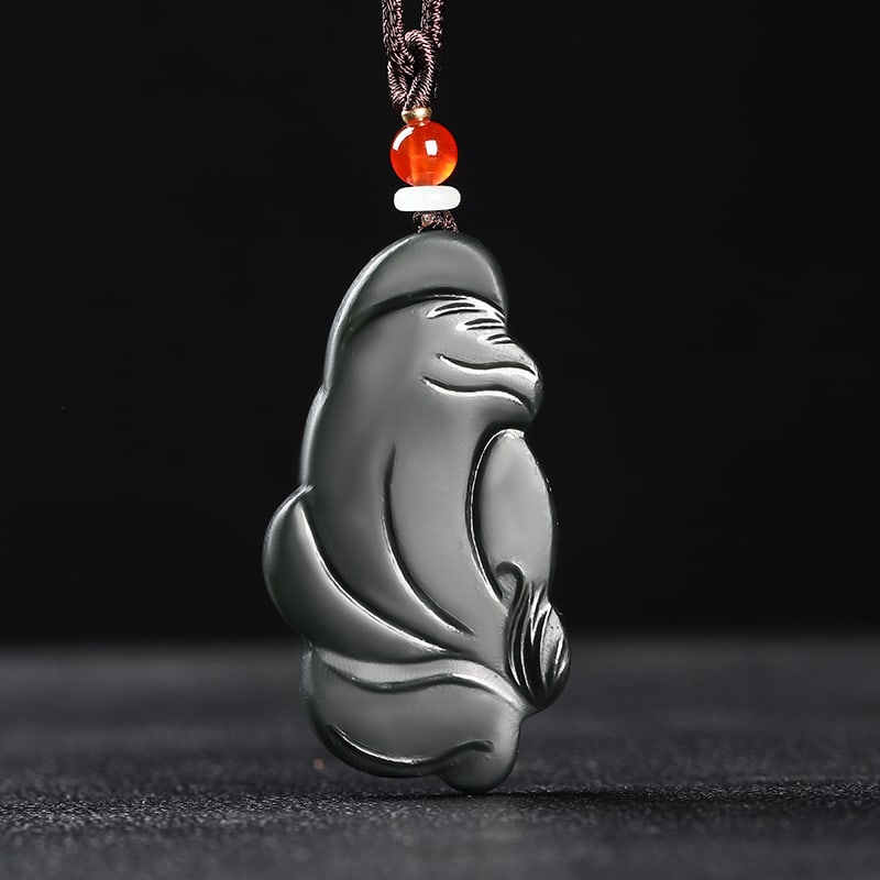 An Exquisite Cyan jade Fox Pattern Pendant - 2