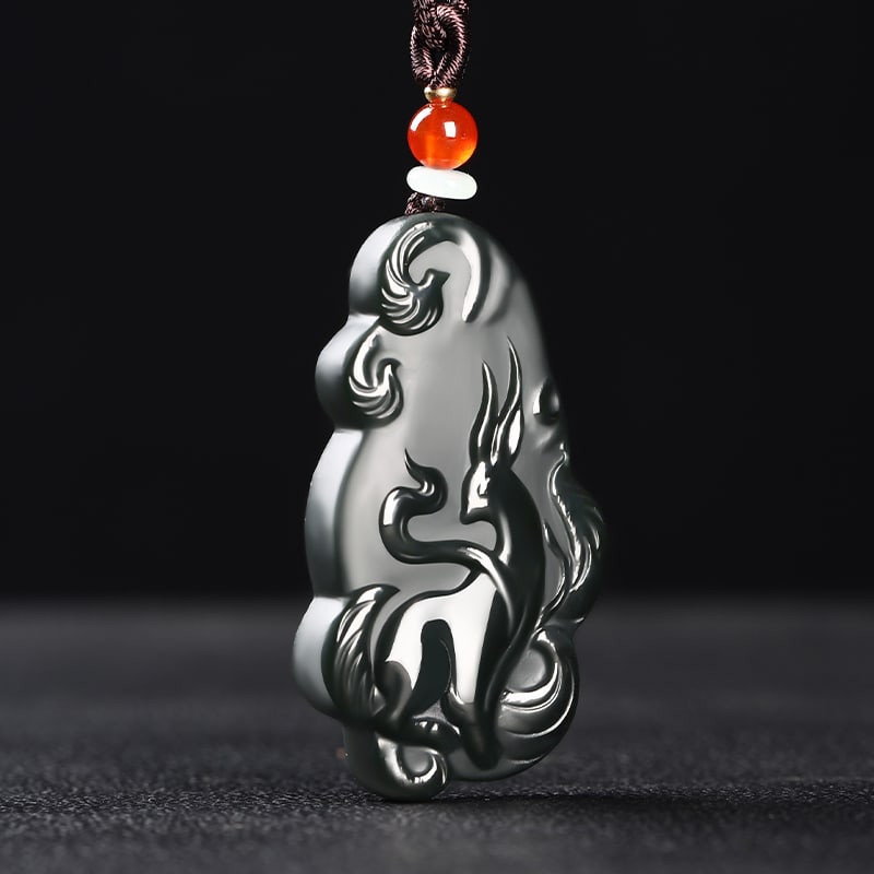 An Exquisite Cyan jade Fox Pattern Pendant - 3