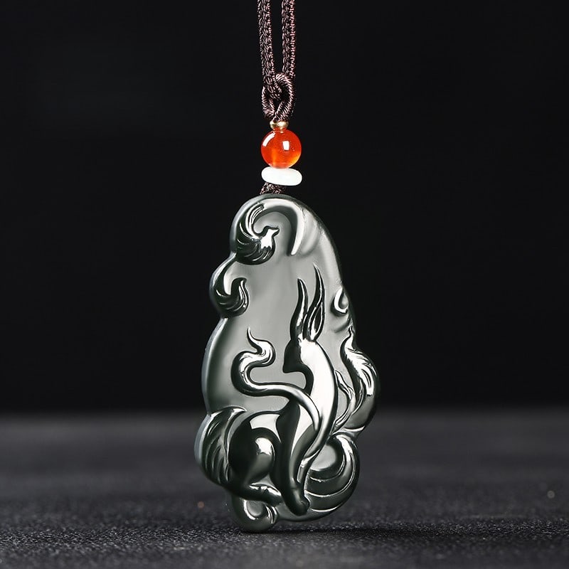 An Exquisite Cyan jade Fox Pattern Pendant - 4