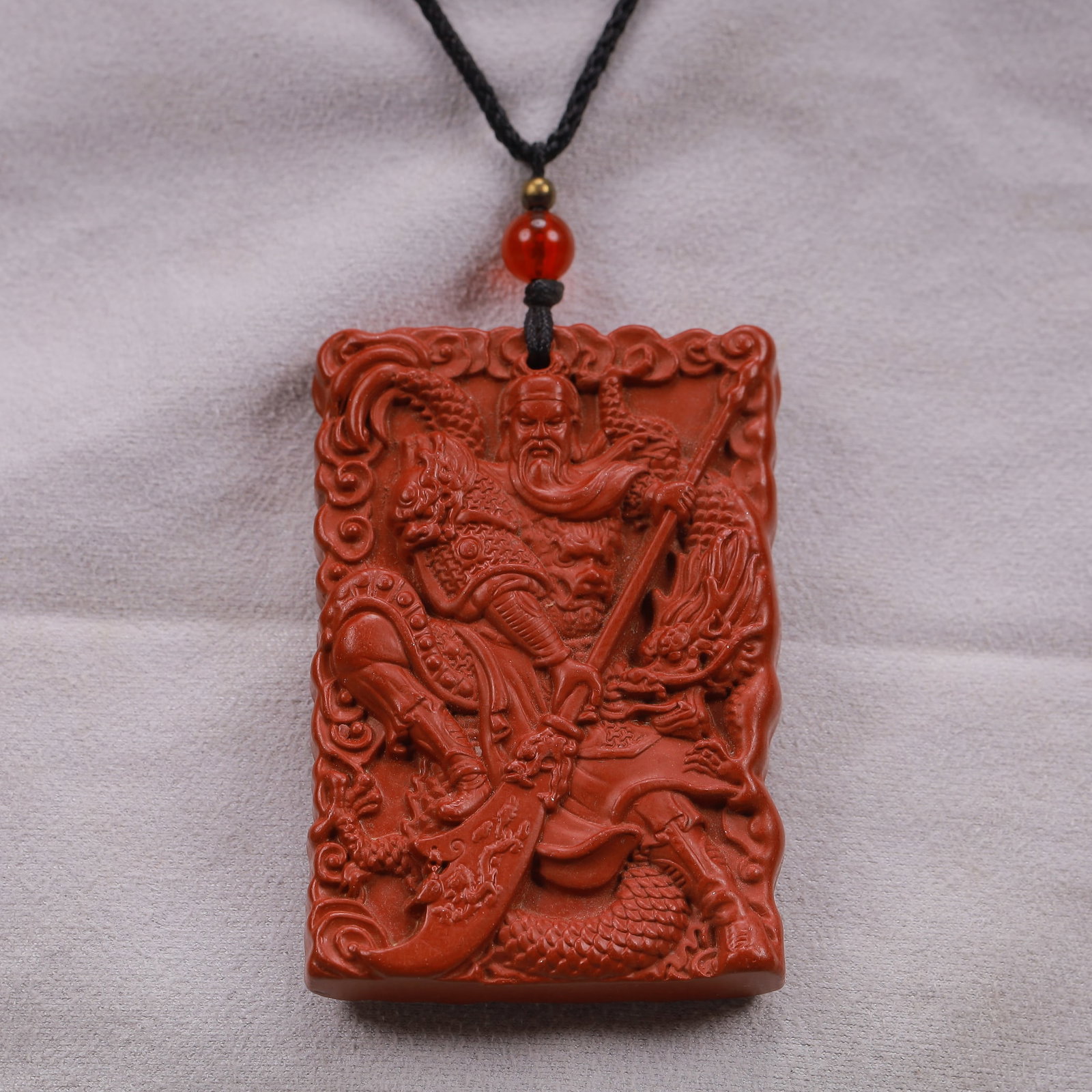 An Exquisite Cinnabar Figure Pattern Pendant - 3
