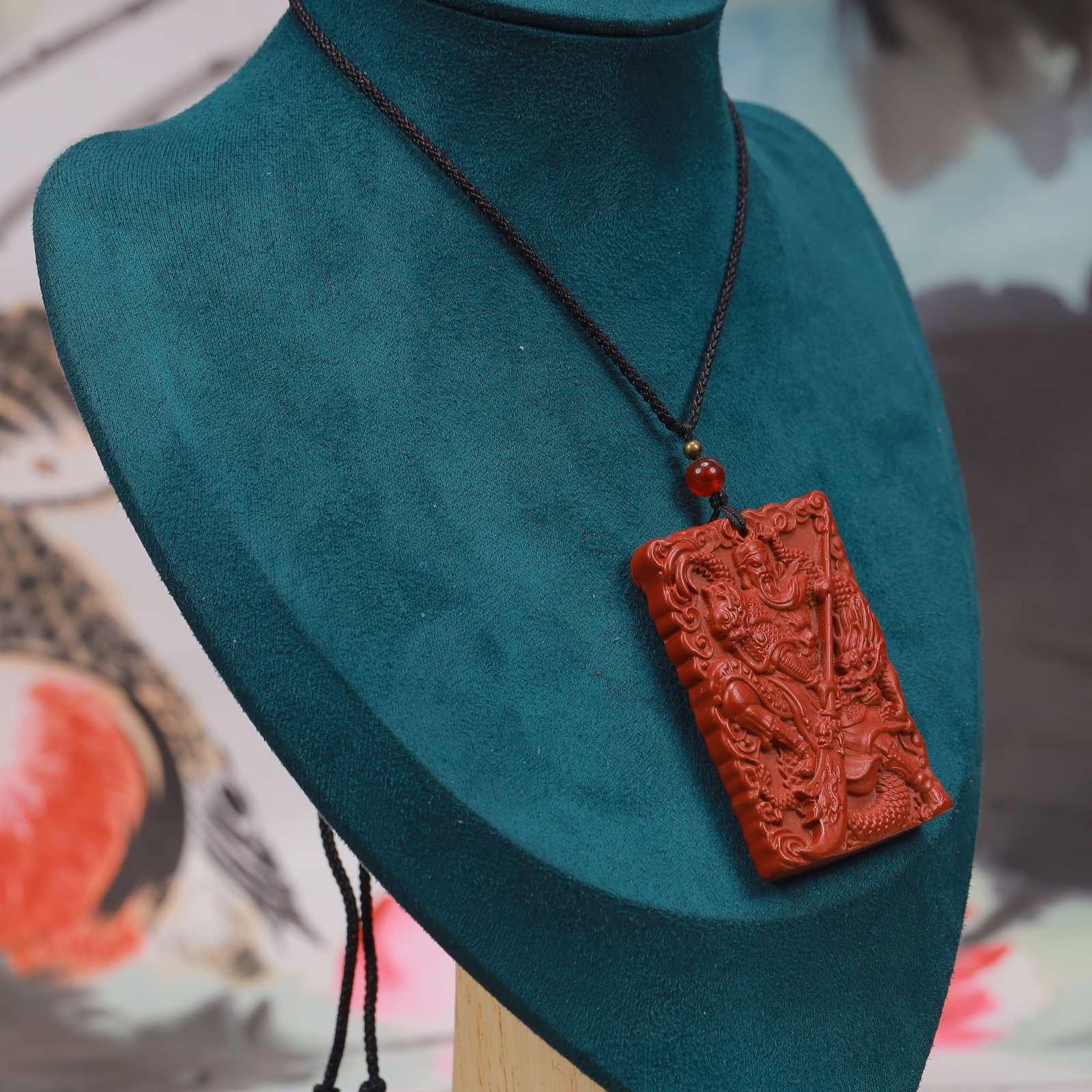An Exquisite Cinnabar Figure Pattern Pendant - 5