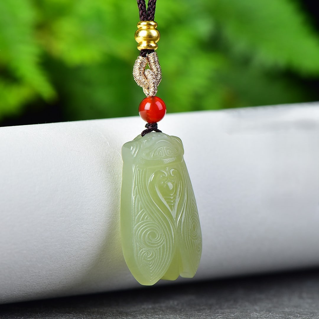 An Exquisite Greenish Jade Cicada Pendant (1 of 1)