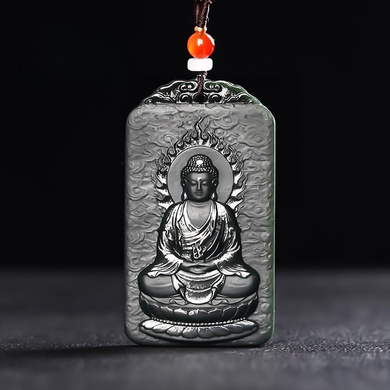 An Exquisite Cyan jade Statue of Sakyamuni Pendant: An Exquisite Cyan jade Statue of Sakyamuni Pendant,Size:2.5inx1.4inx0.3in 青玉如来像挂件