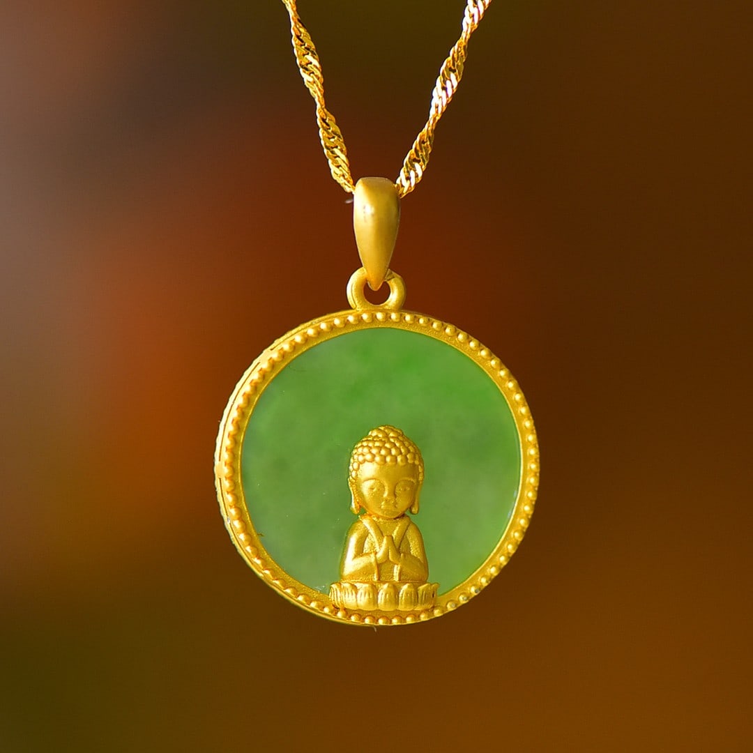 An Exquisite Sterling Silver-Gold Plated Inlaid Jasper Pendant: An Exquisite Sterling Silver-Gold Plated Inlaid Jasper Pendant 纯银镀金镶碧玉吊坠