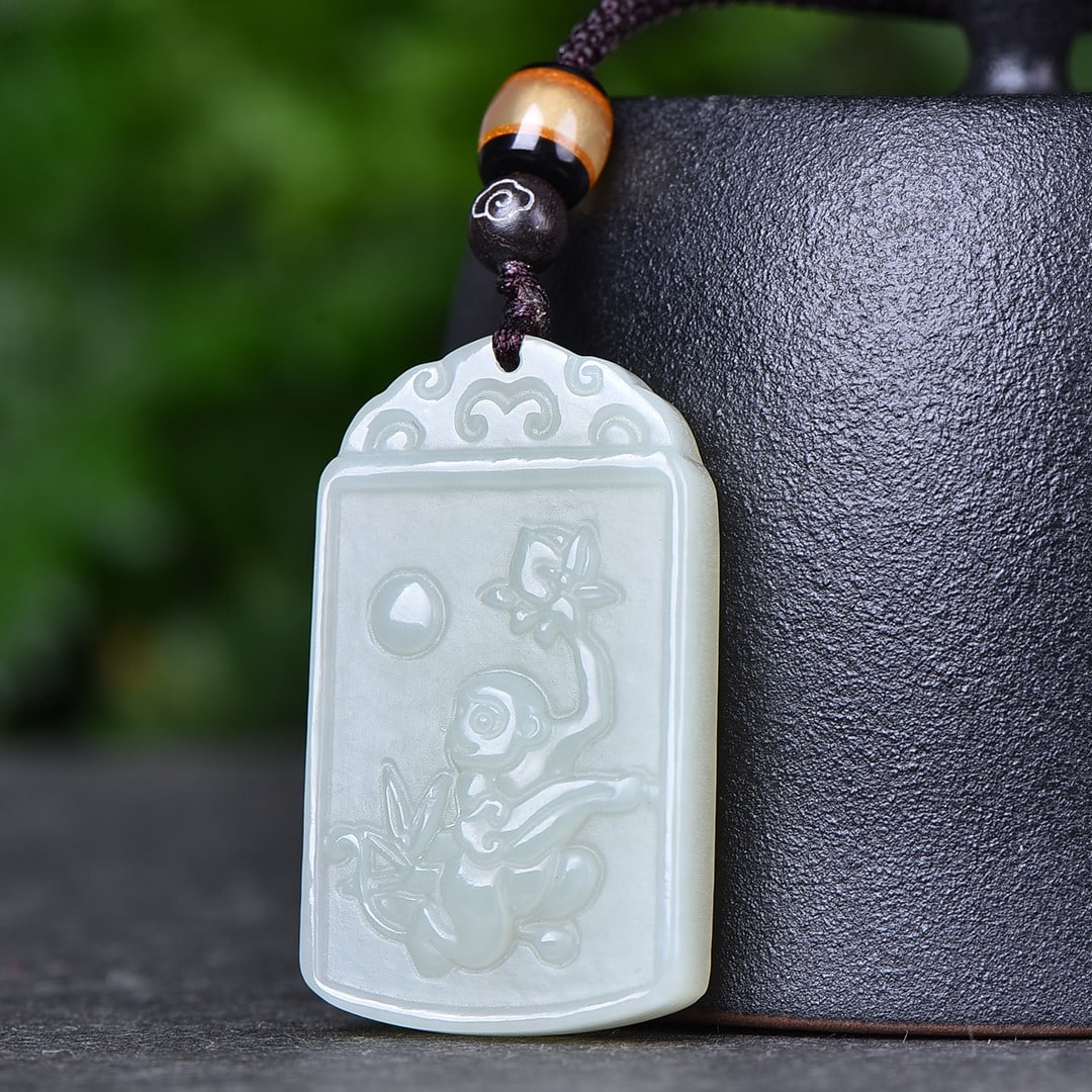 An Exquisite White Jade Monkey Pendant - 3