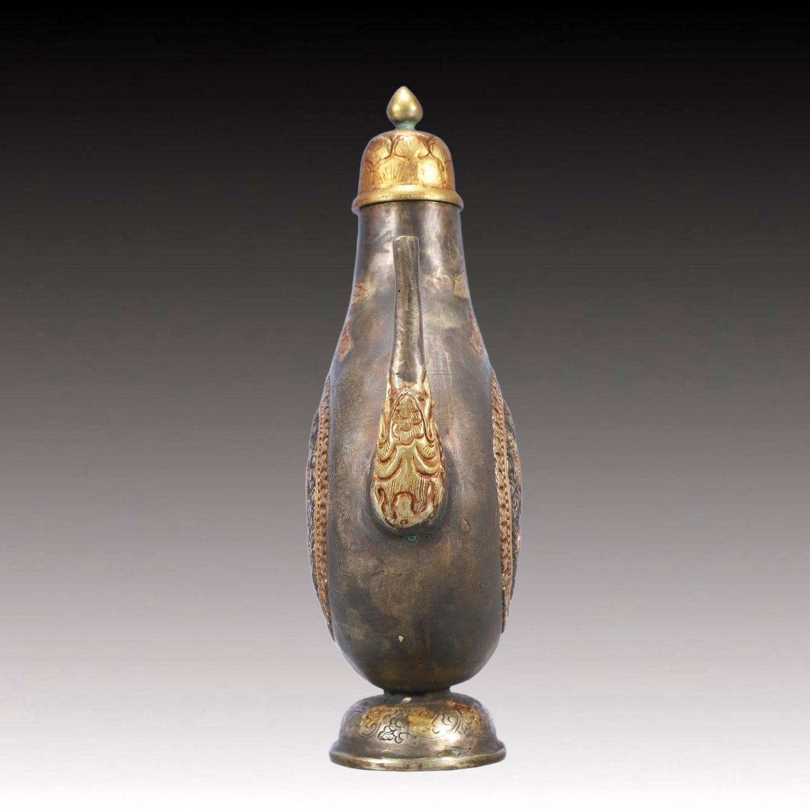 A Rare Gilt Silver Dragon Pattern Ewer - 3