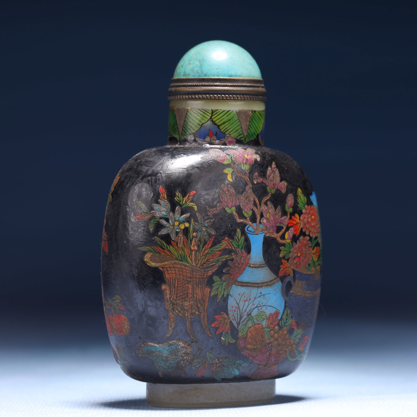 An Exquisite Glass Flower Pattern Snuff Bottle - 4