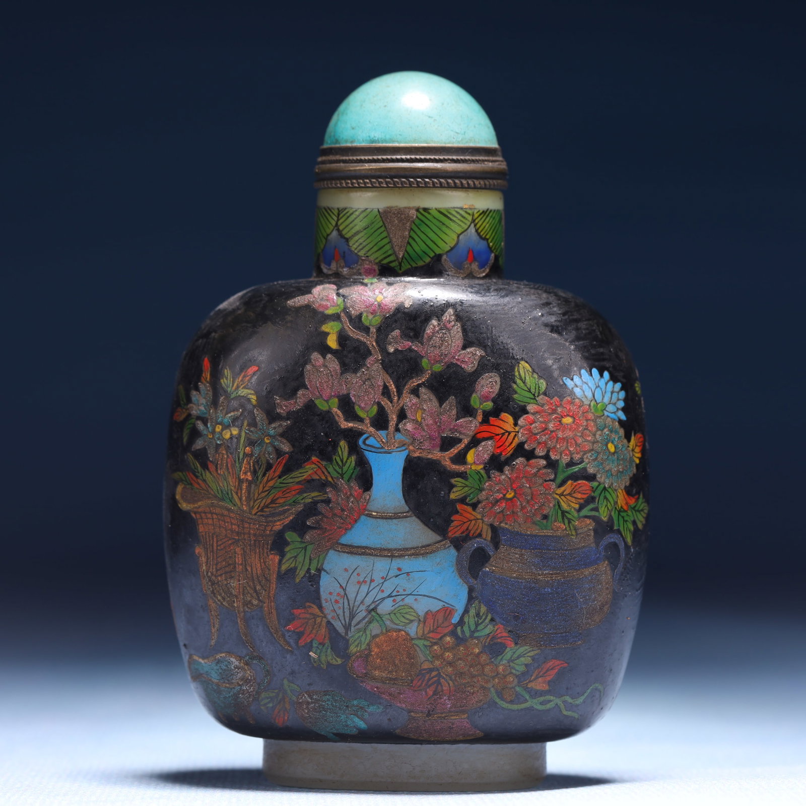 An Exquisite Glass Flower Pattern Snuff Bottle - 5