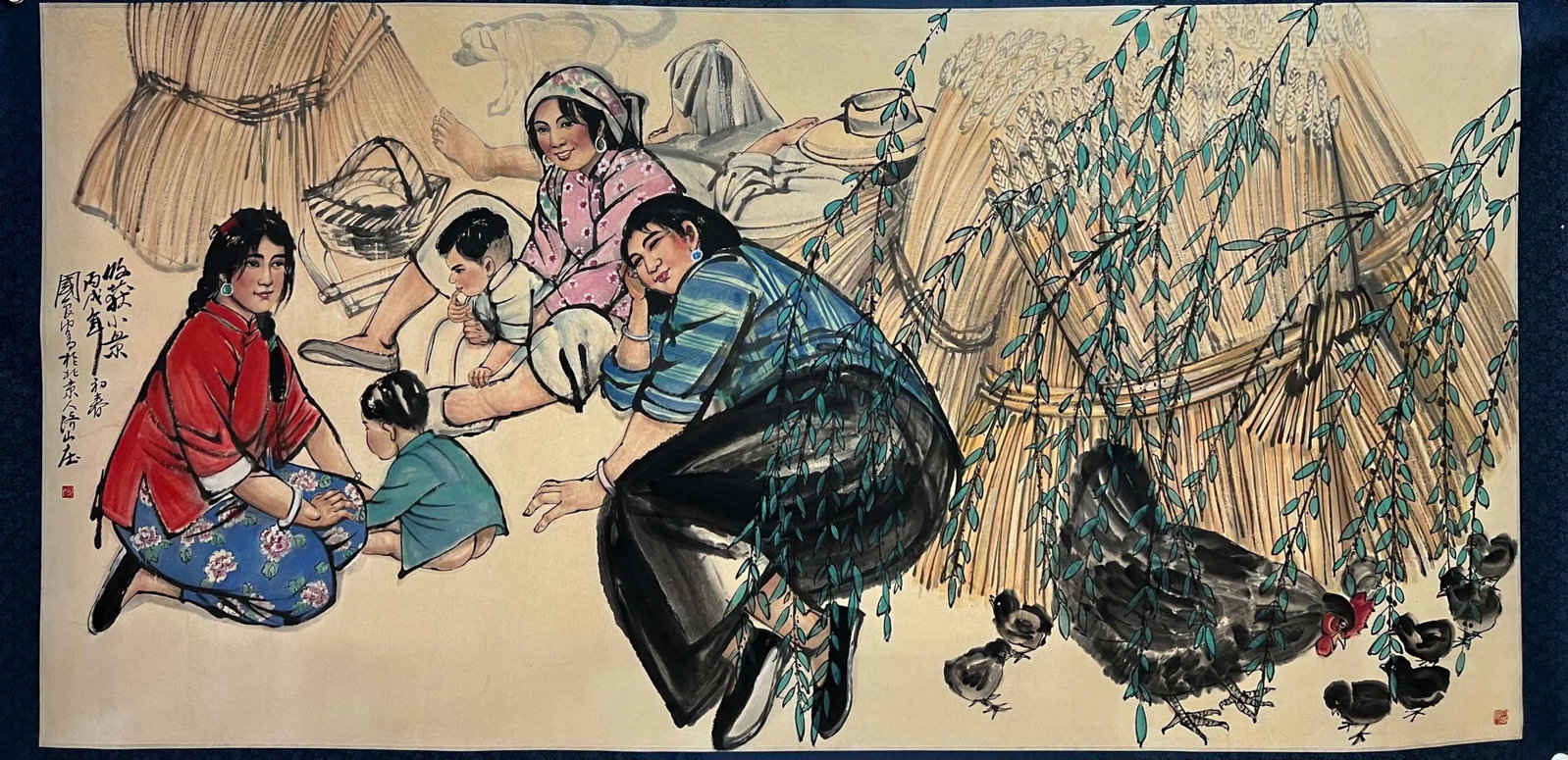 A Chinese Ink Painting of Character and Story on Paper: A Chinese Ink Painting of Character and Story on Paper,Shi Guoliang,Size:48.4inx94.5in 一幅中国水墨人物故事画,史国良