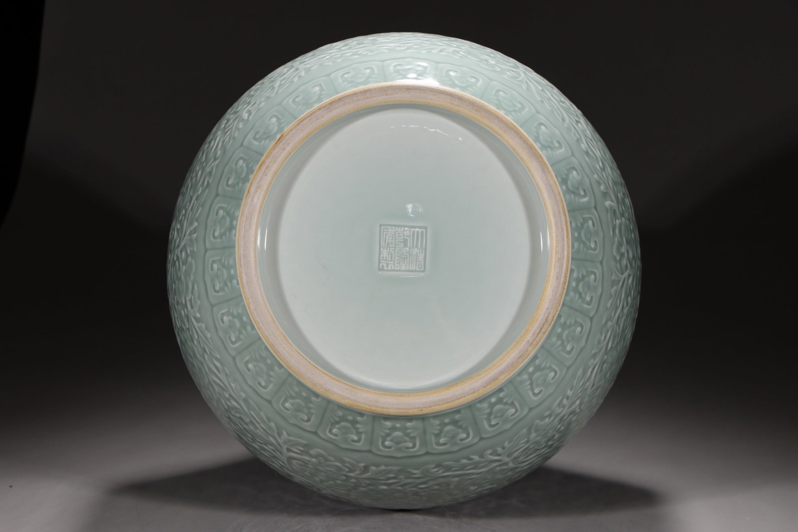A Huge Celadon Glazed Lotus Pattern Double-Ears Vase - 8