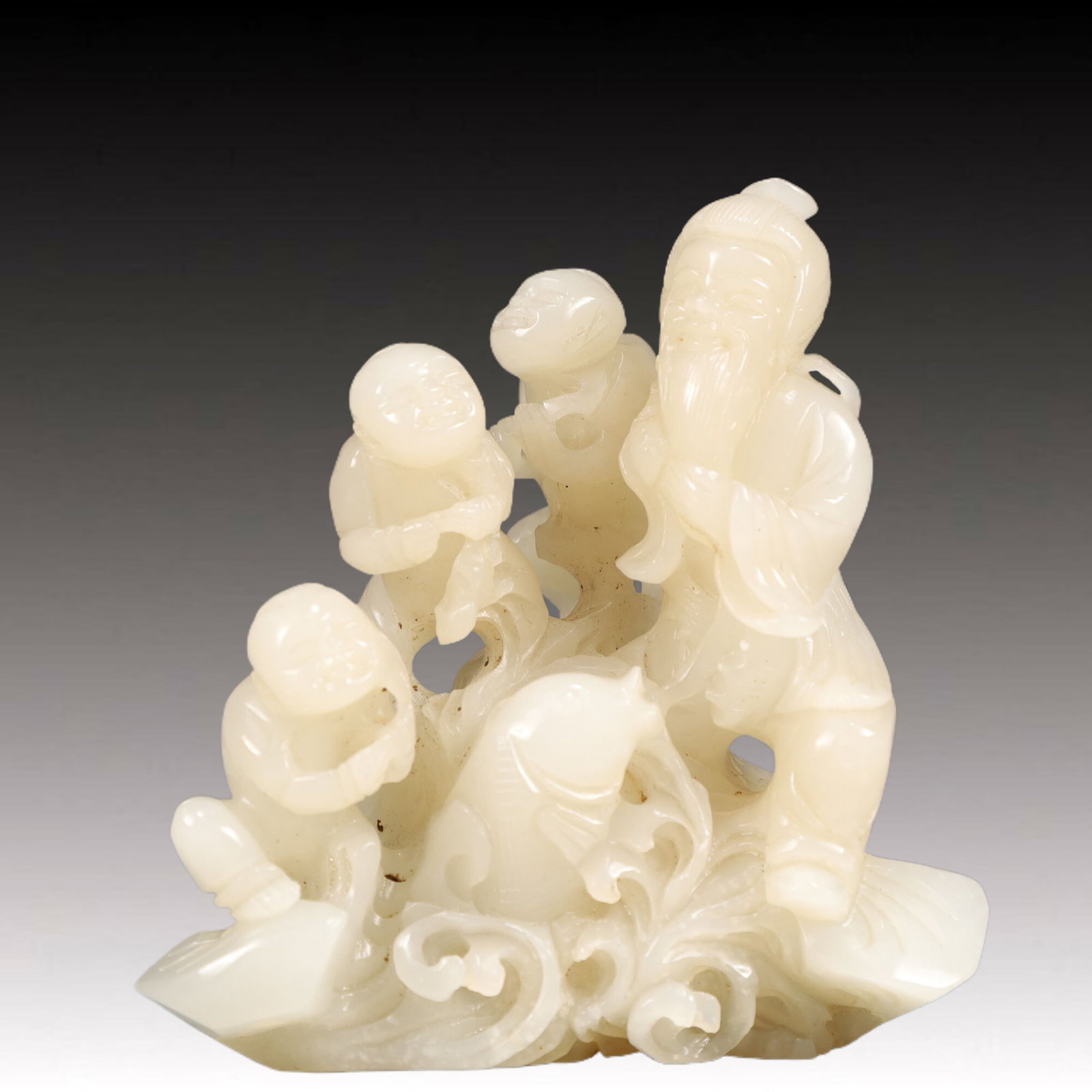 An Exquisite White Jade Figure Ornament: An Exquisite White Jade Figure Ornament,Qing Dynasty, China,Size:4.3inx2.8inx4.5in Weight:800g 白玉人物摆件,中国清代