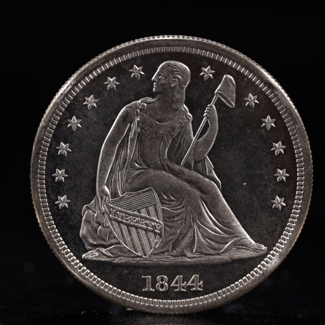 USA One Dollar 1844 Coin: American coin. IN GOD WE TRUST / LIBERTY / 1844 / UNITED STATES OF AMERICA / ONE DOL. Weight:26.9g.