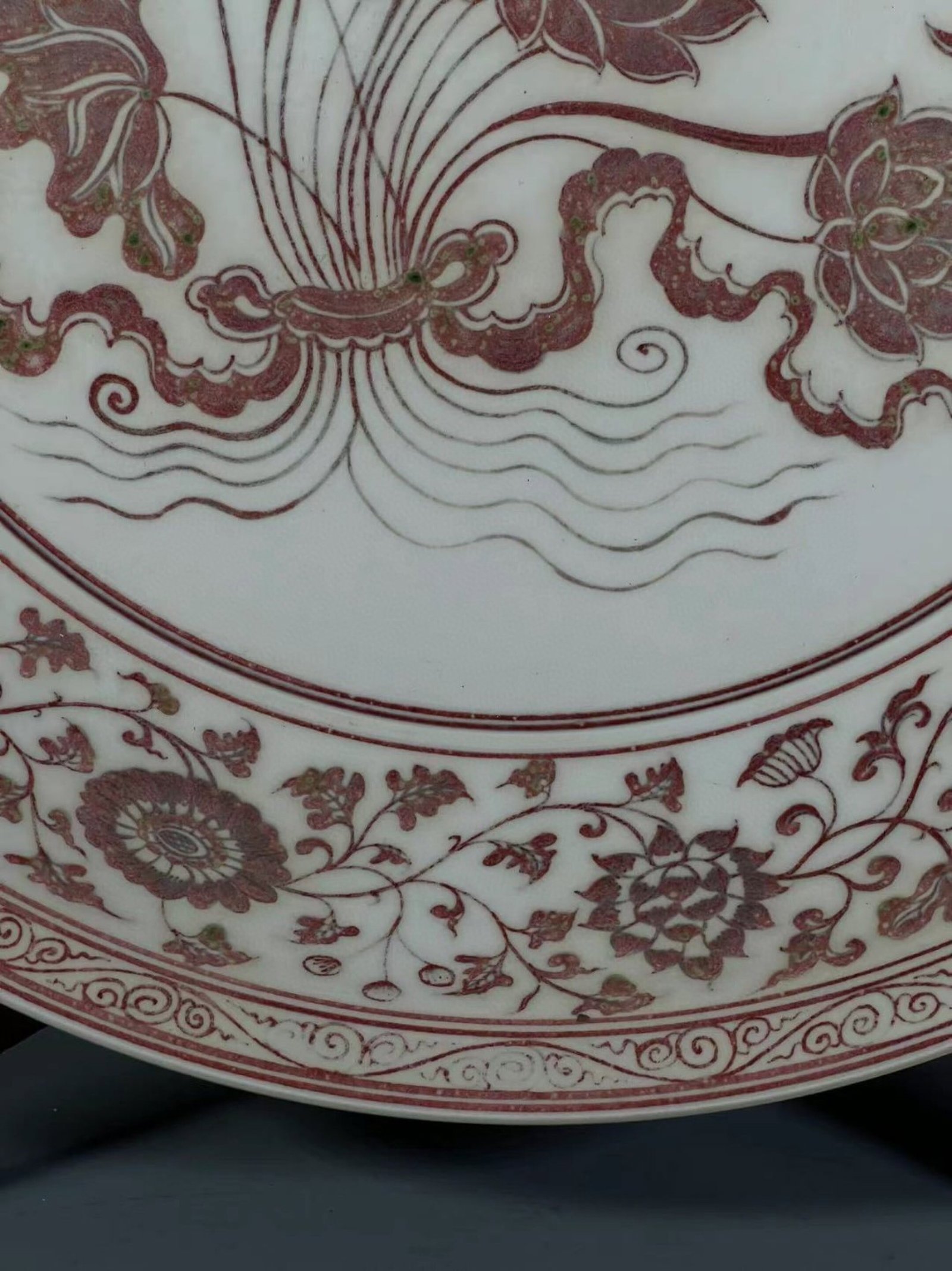 A Huge Underglaze-Red Flower Pattern Plate - 5