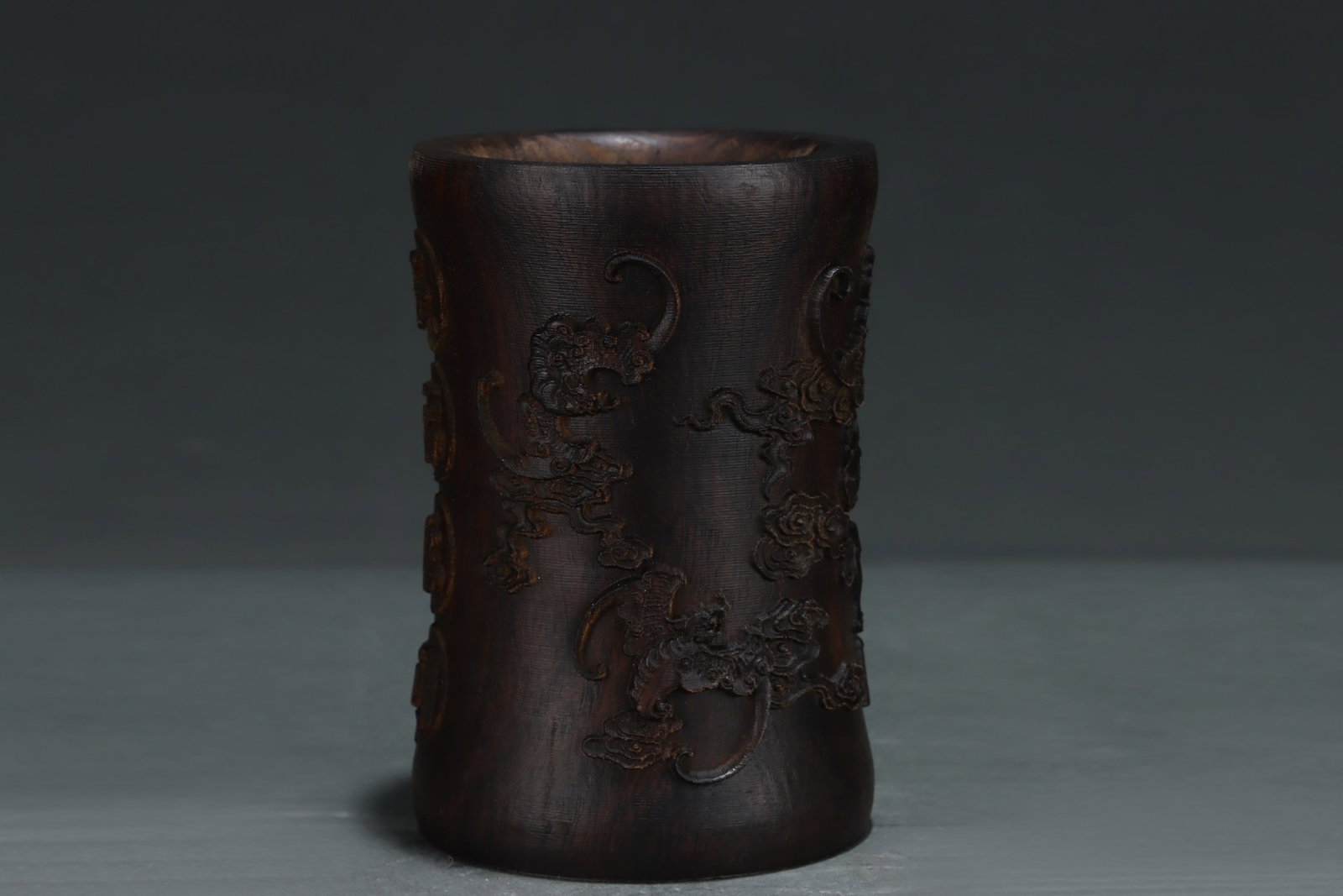 A Rare Eaglewood Auspicious Beast Pattern Brush Pot - 5