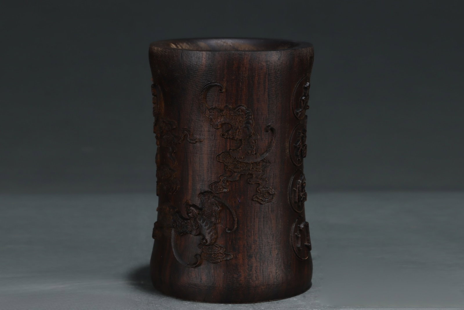 A Rare Eaglewood Auspicious Beast Pattern Brush Pot - 6
