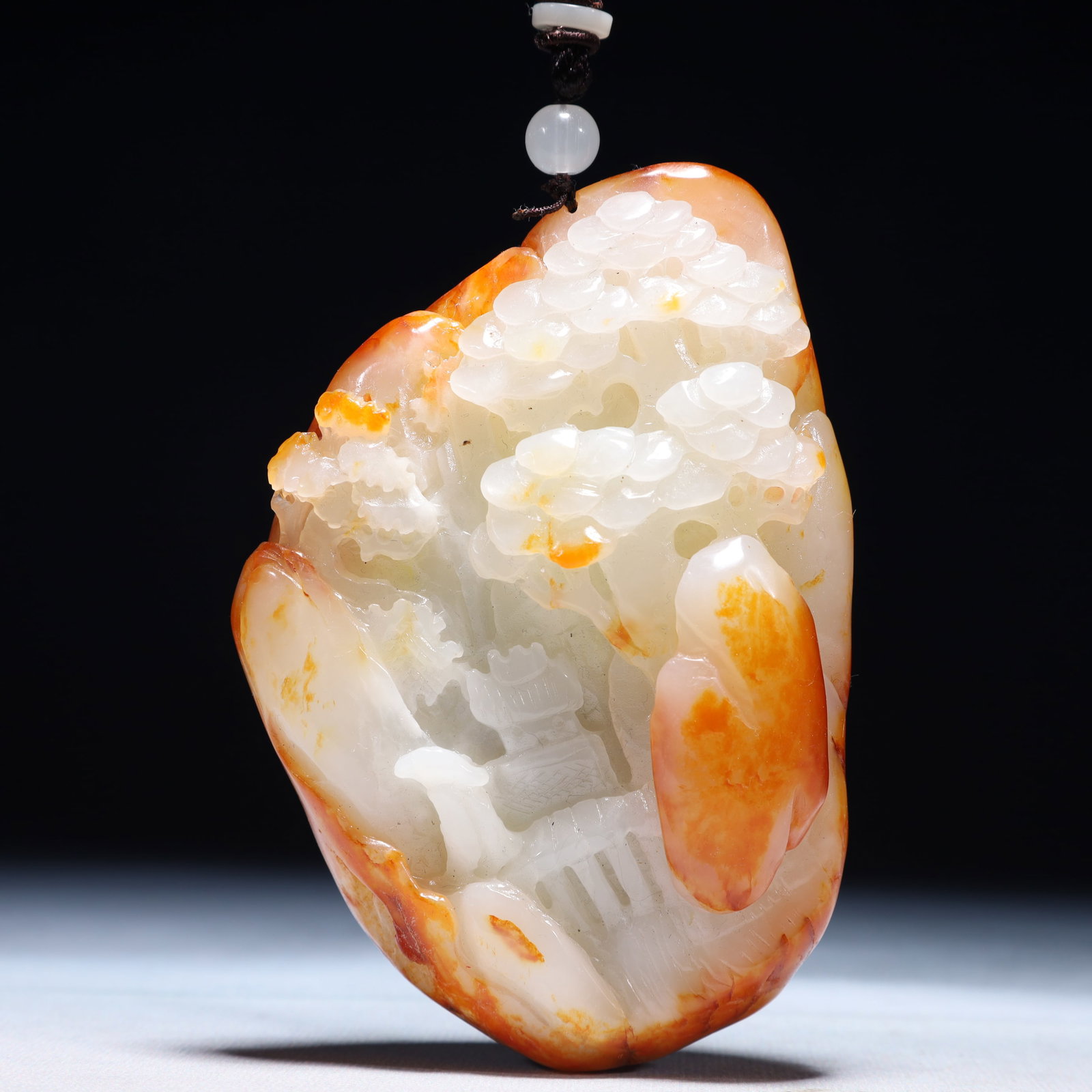 An Exquisite White Jade Landscape Pattern Pendant: An Exquisite White Jade Landscape Pattern Pendant,Qing Dynasty,China,Size:3.1inx1.4inx4.7in,Weight:614.1g 白玉山水纹挂件,中国清代