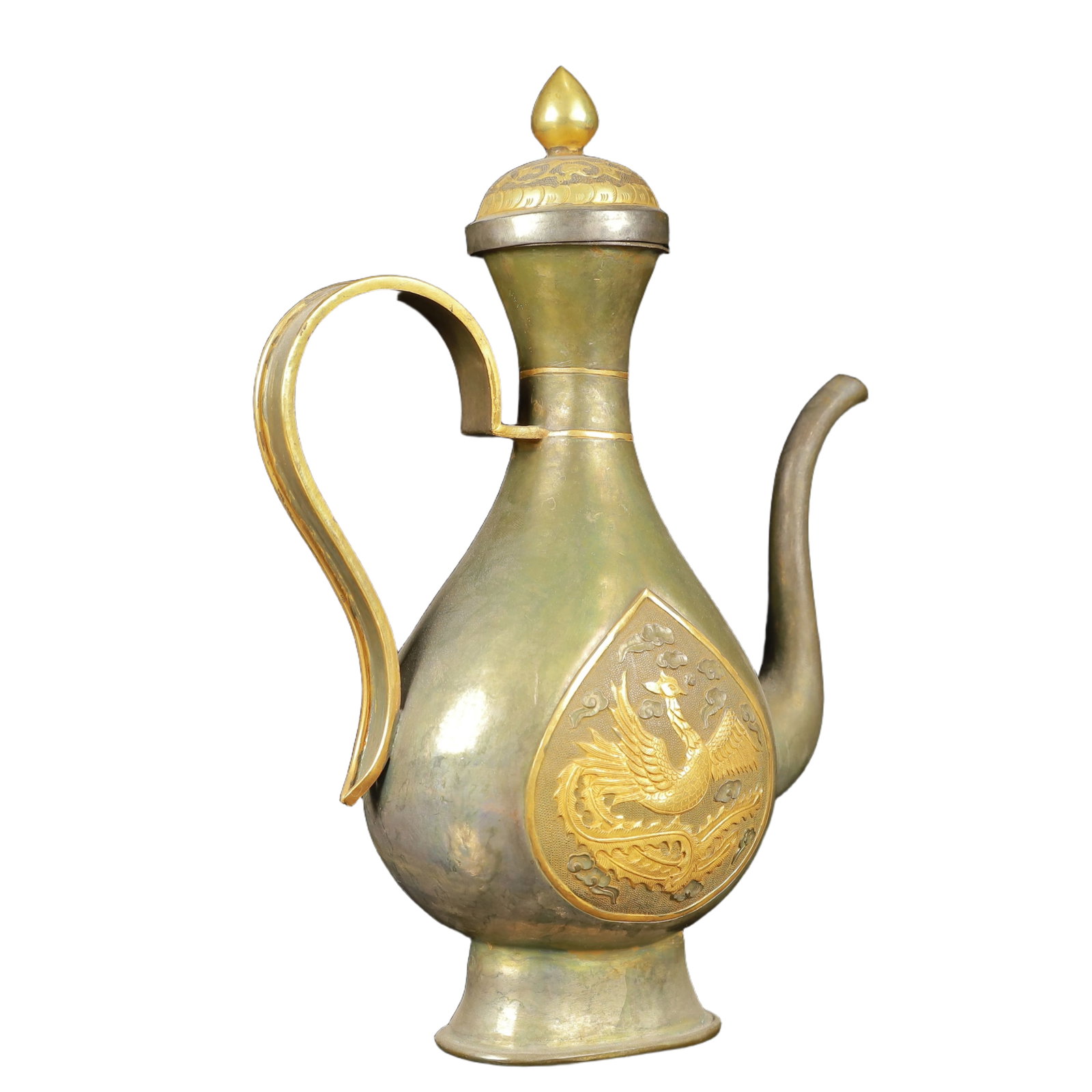 An Exquisite Gilt Silver Phoenix Pattern Ewer - 10