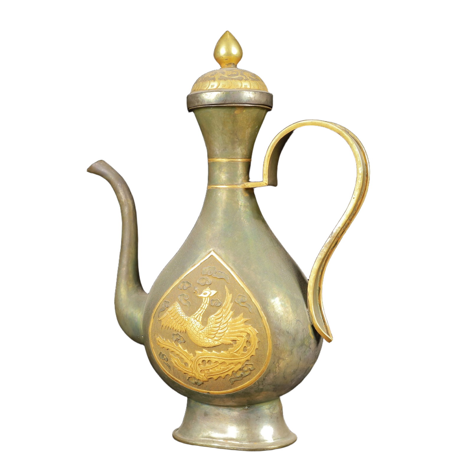 An Exquisite Gilt Silver Phoenix Pattern Ewer - 12