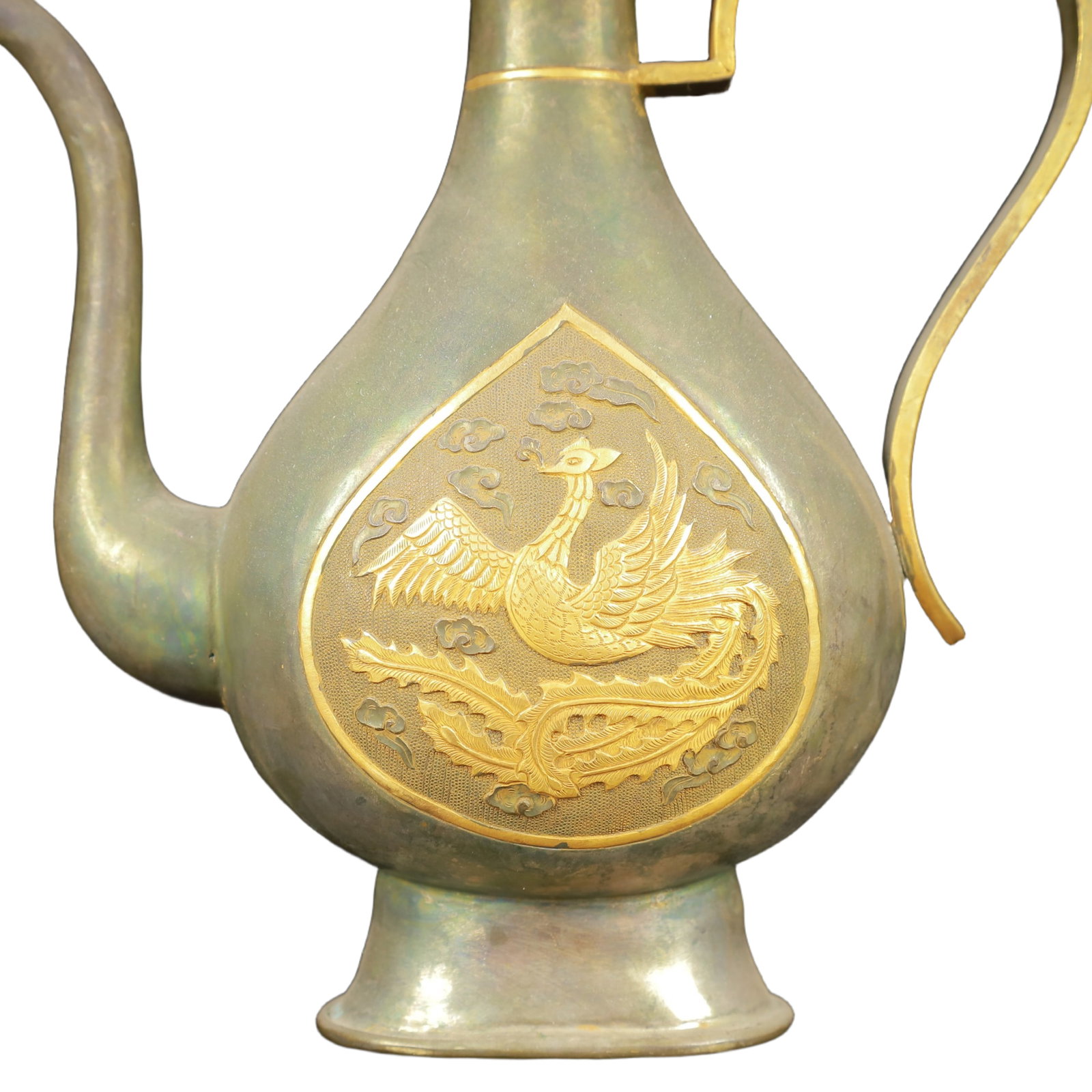 An Exquisite Gilt Silver Phoenix Pattern Ewer - 3