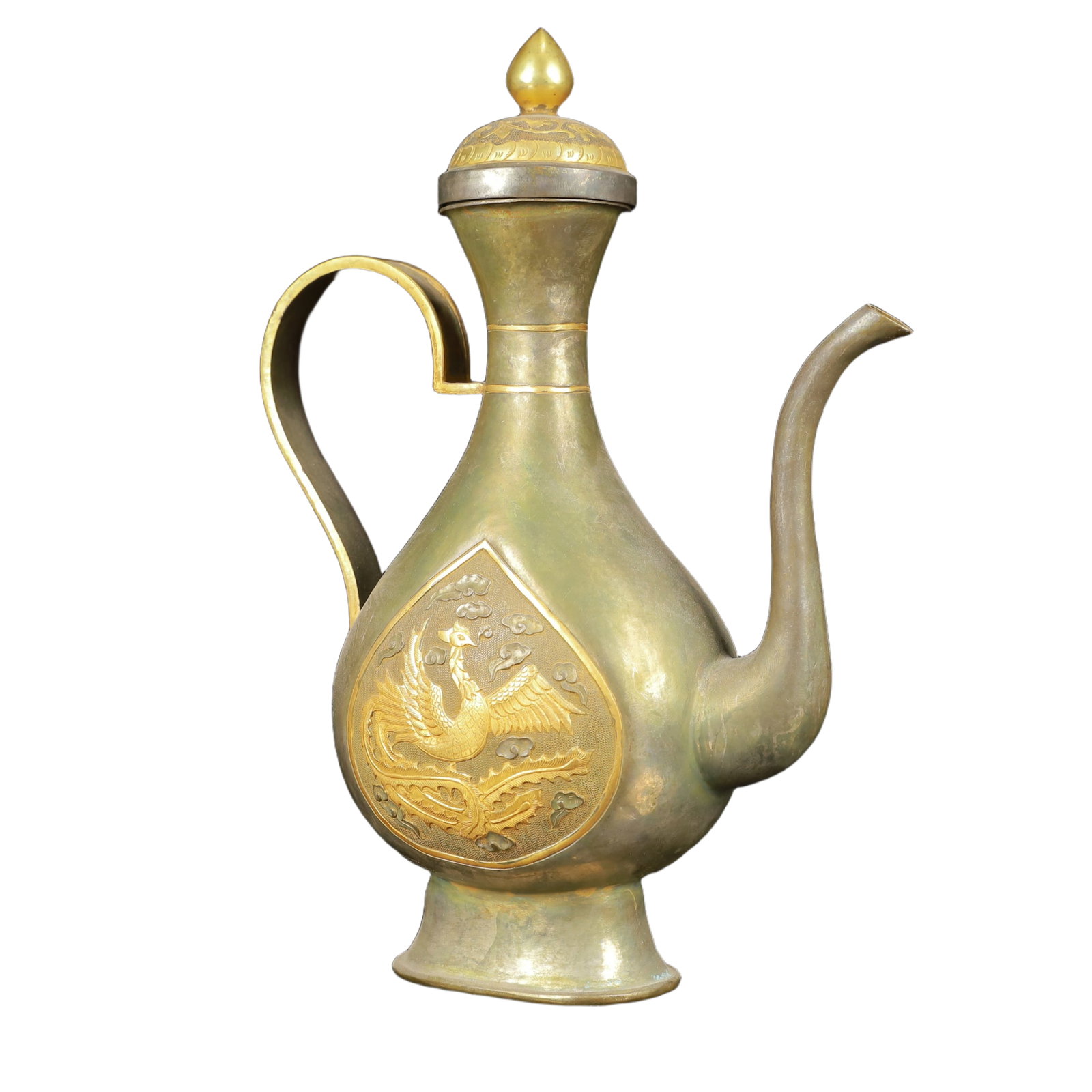 An Exquisite Gilt Silver Phoenix Pattern Ewer - 6