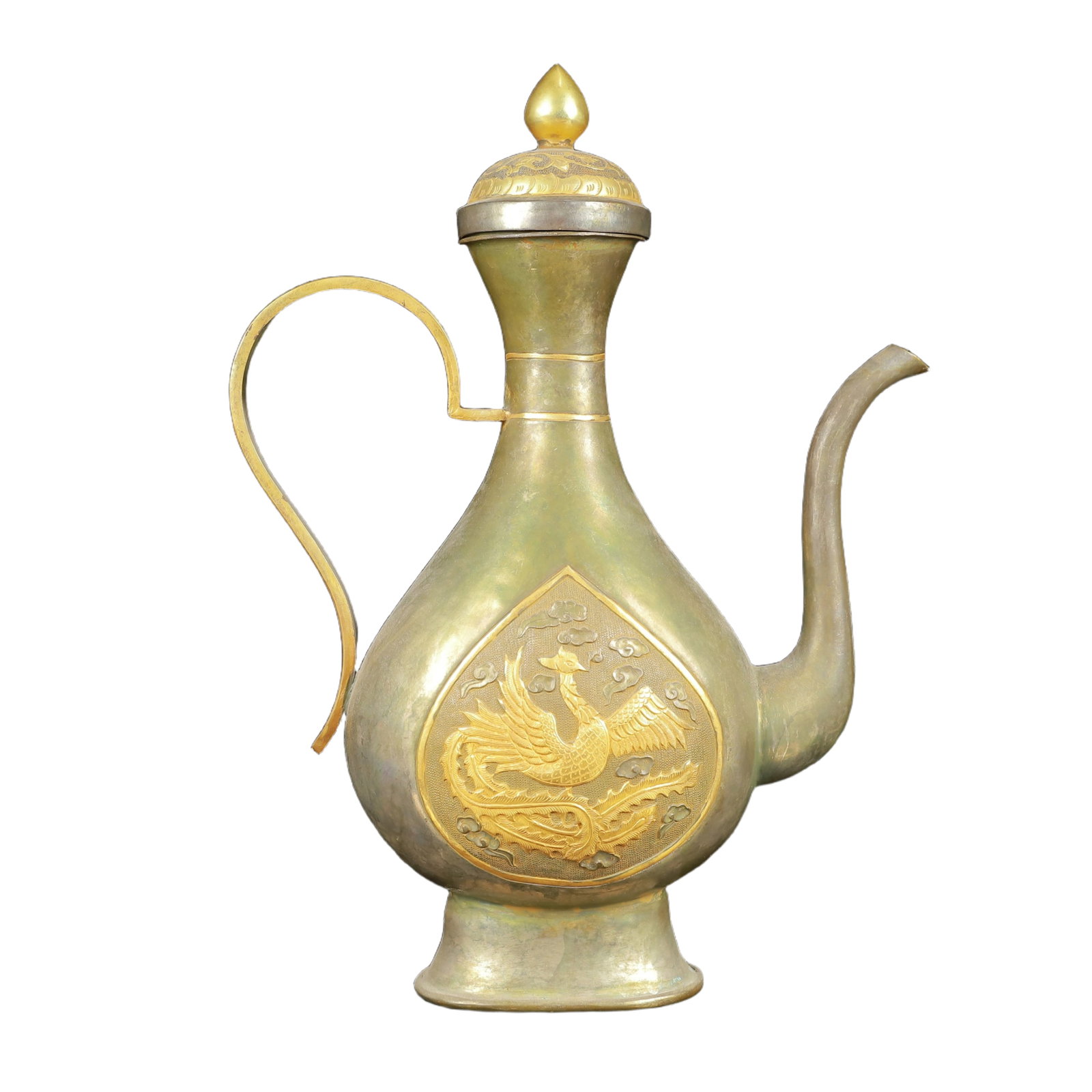 An Exquisite Gilt Silver Phoenix Pattern Ewer - 7
