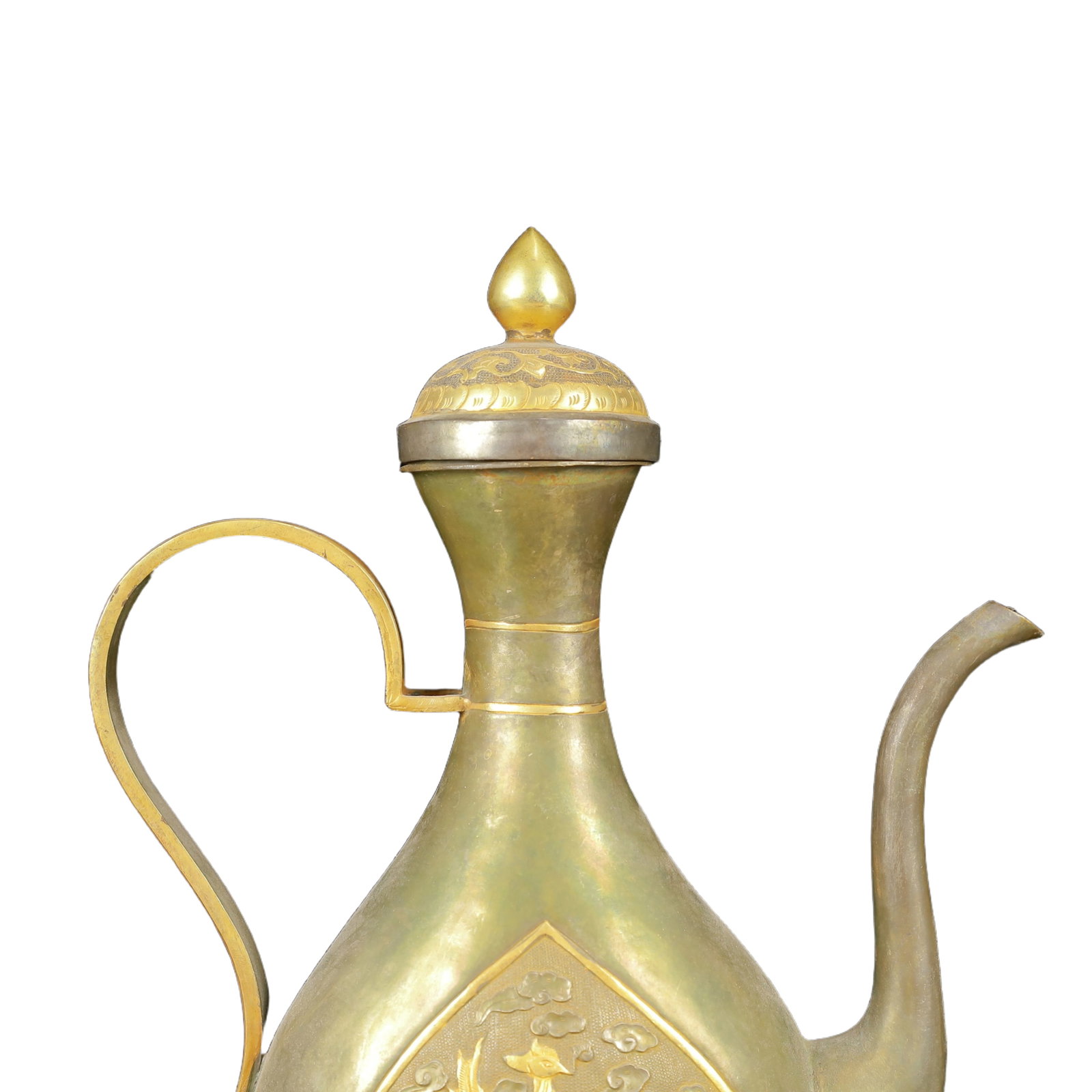 An Exquisite Gilt Silver Phoenix Pattern Ewer - 8
