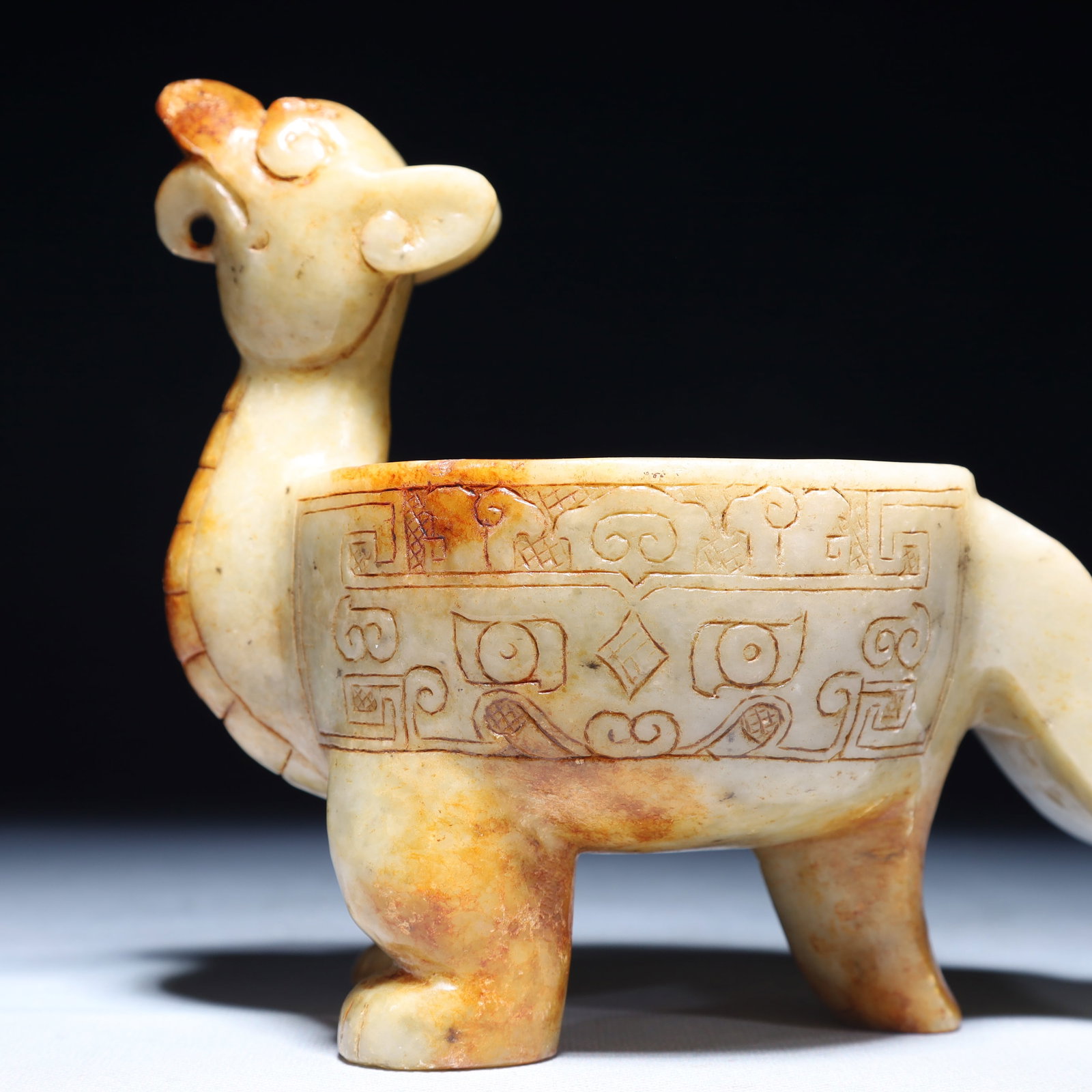 An Exquisite White Jade Beast-Face Pattern Phoenix Ornament - 2