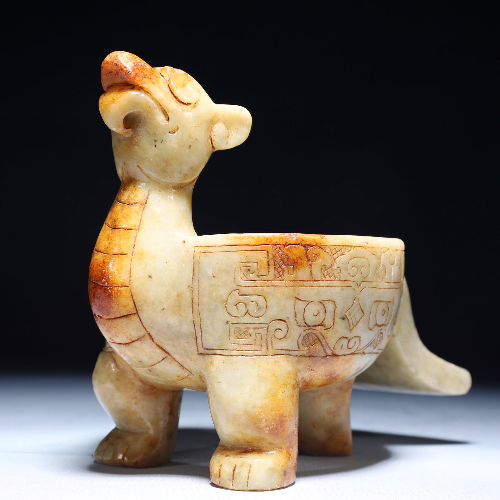 An Exquisite White Jade Beast-Face Pattern Phoenix Ornament - 4