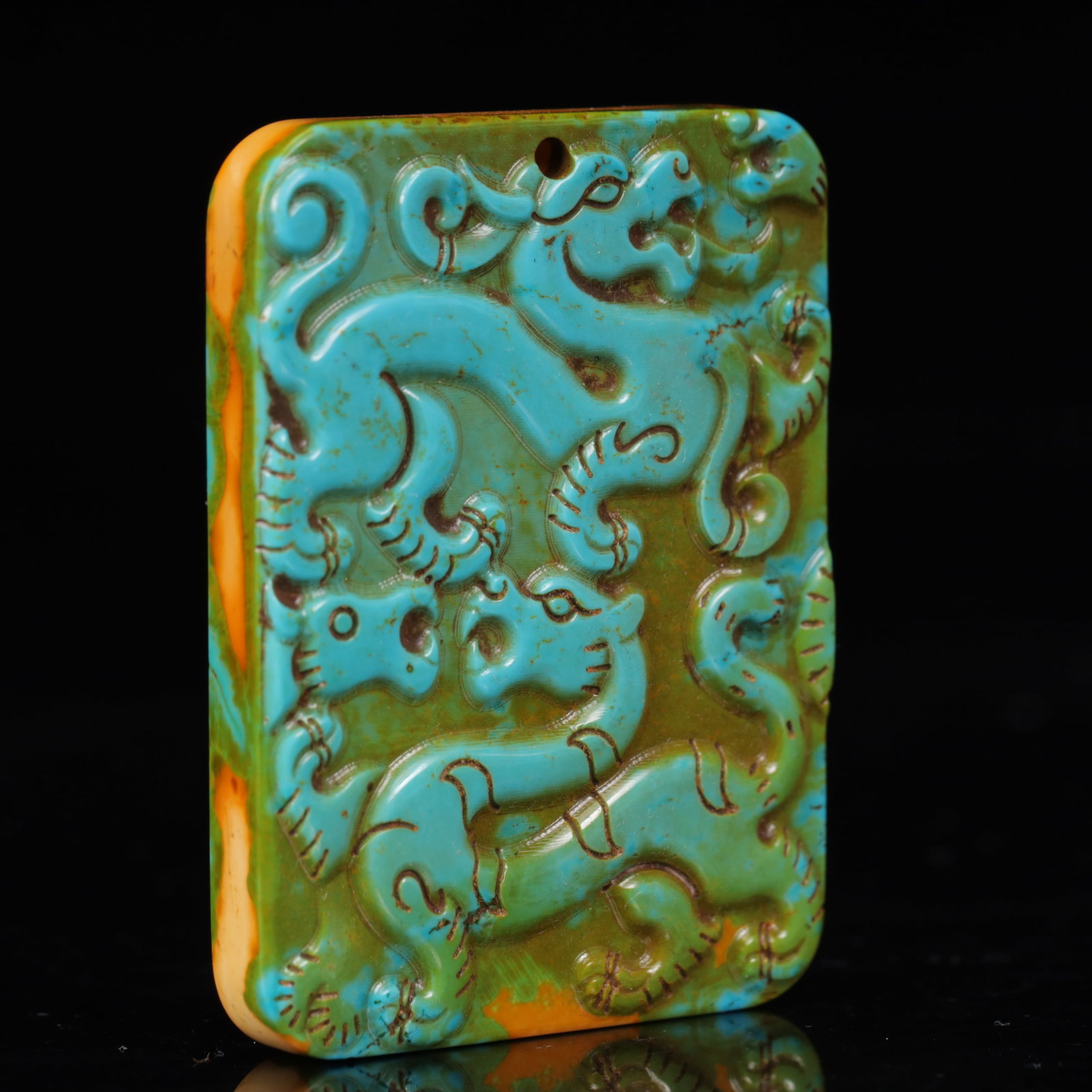 An Exquisite Turquoise Chi-Dragon Pattern Pendant - 3