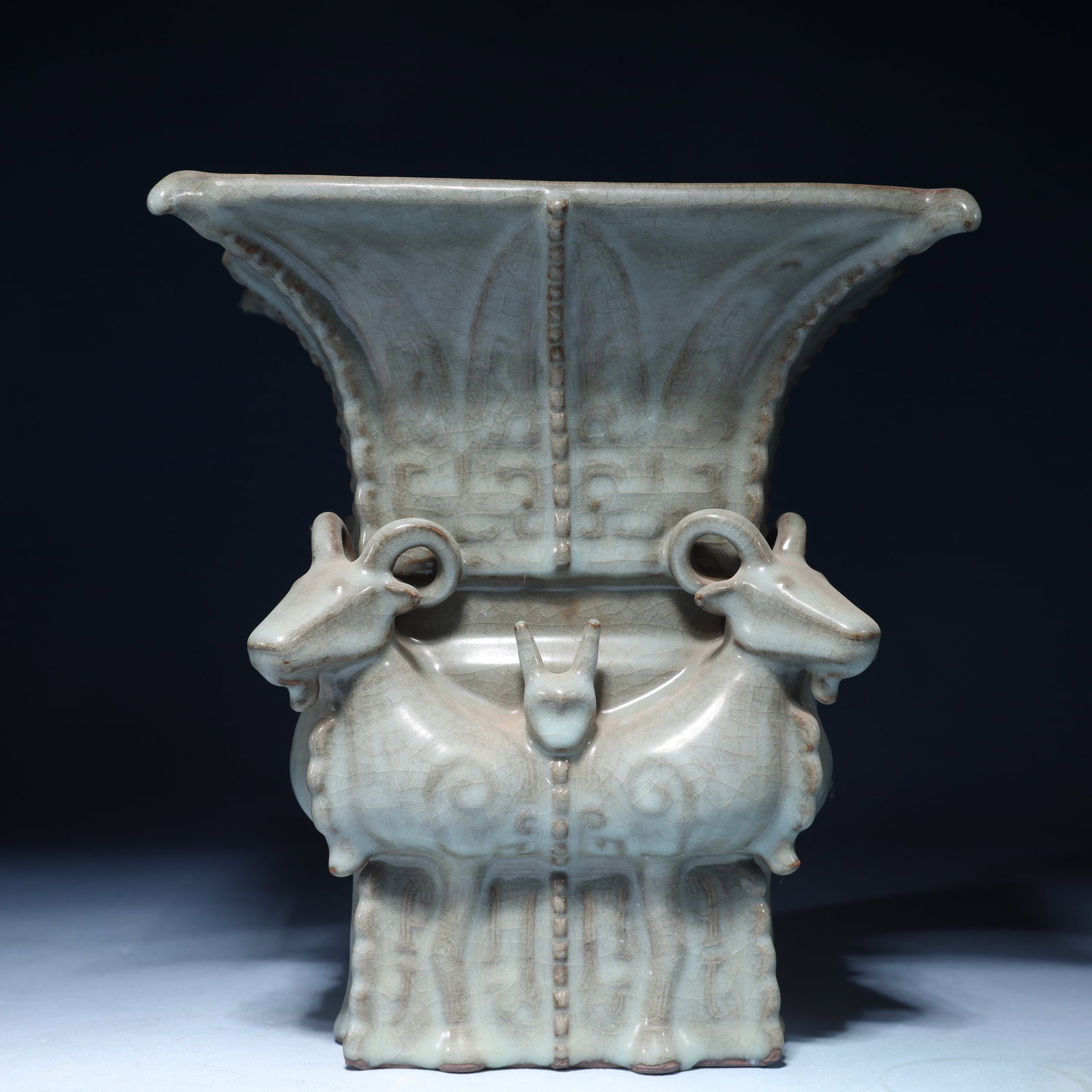An Exquisite Ru yao Sky Blue Glazed Sheep-Ears Vase (1 of 4)