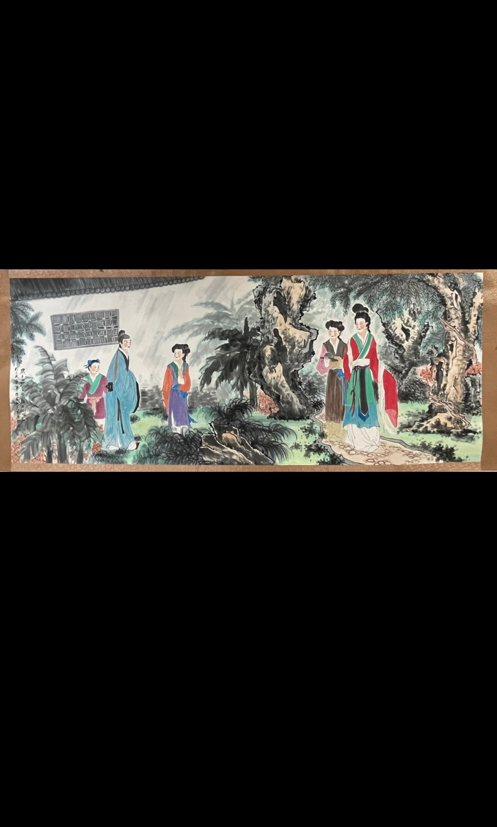 A Chinese Ink Painting of Figure and Story on Paper: A Chinese Ink Painting of Figure and Story on Paper,Xu Cao,Size:55.1inx141.7in 一幅中国水墨人物故事画,徐操