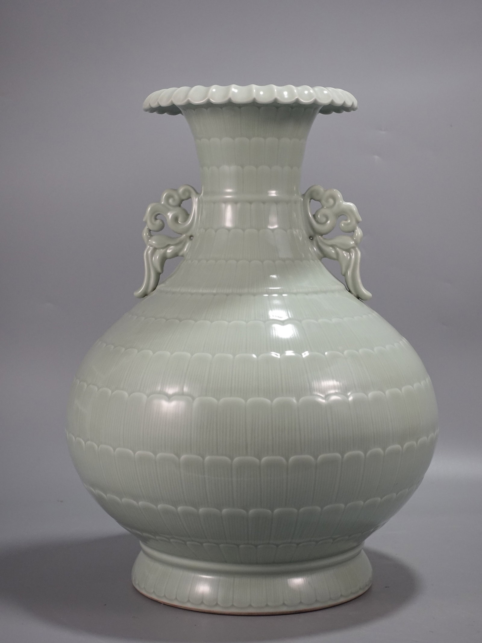 A Huge Celadon Glazed Double-Ears Vase - 4