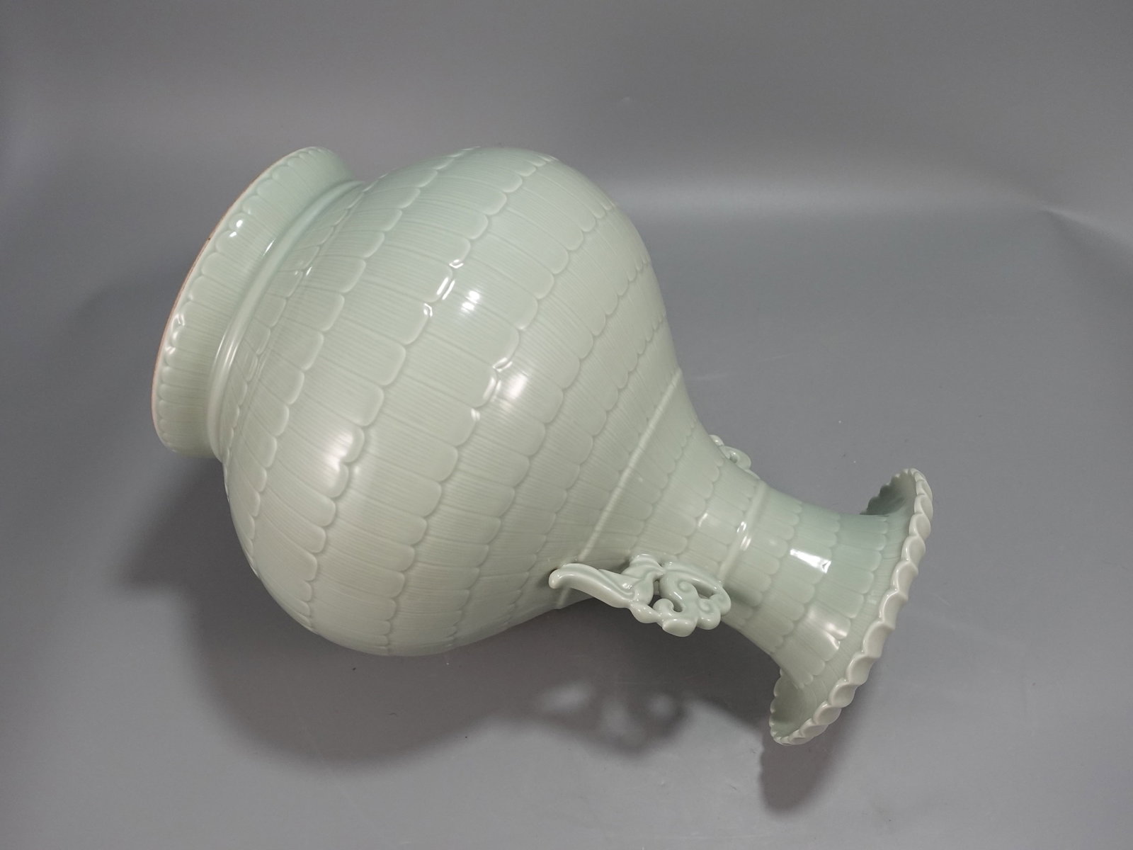 A Huge Celadon Glazed Double-Ears Vase - 7